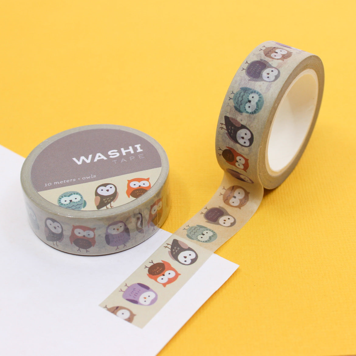 Woodland Owls Washi Tape is a charming tape featuring intricate owl designs, perfect for adding a whimsical touch to your crafts, scrapbooking, and projects. This tape is from Girl of All Work and sold at BBB Supplies Craft Shop.