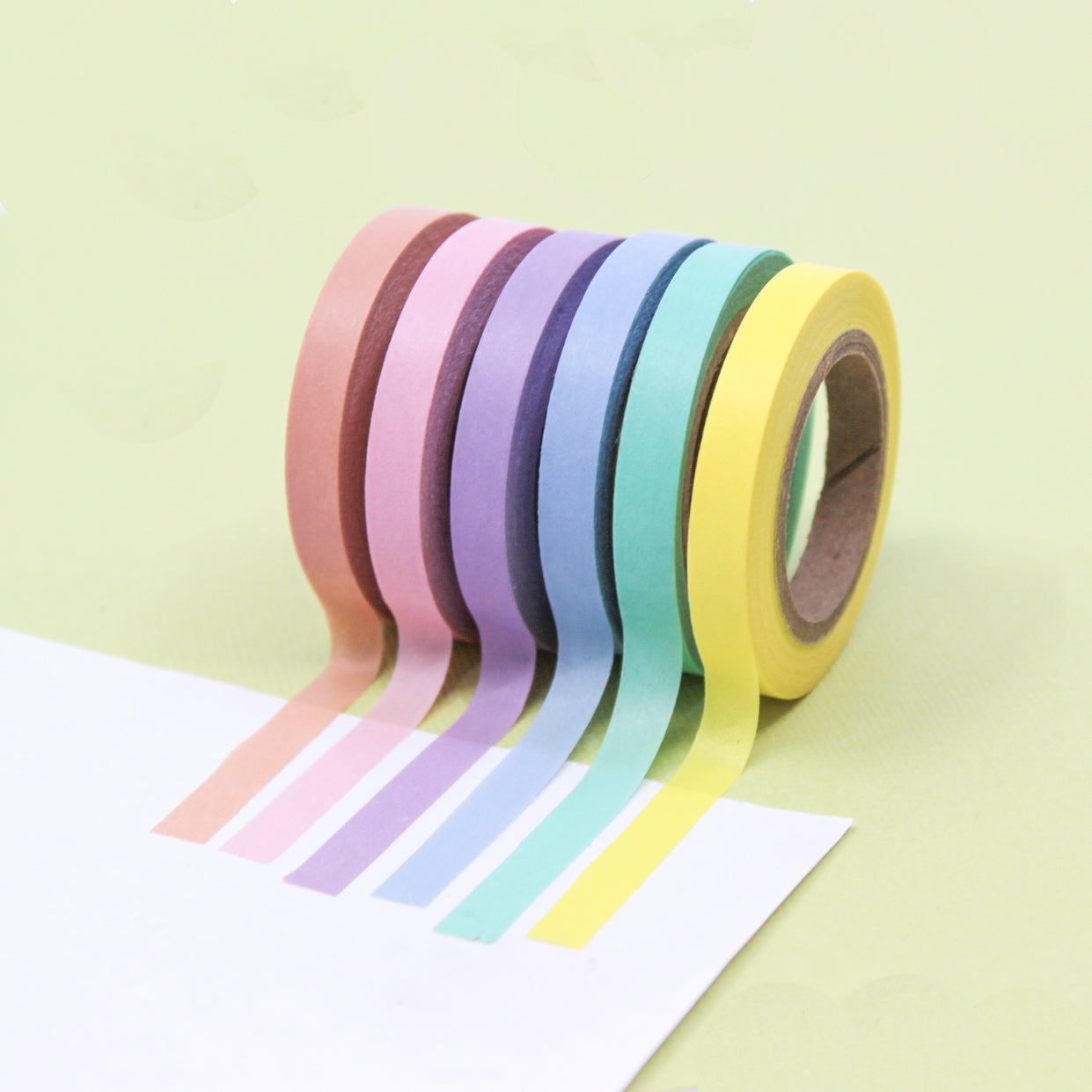 Add a gentle touch to your crafts with our Pastel Color Narrow Solid Washi Tape Set. This set includes a variety of narrow washi tapes in soft pastel hues, ideal for adding a delicate and soothing touch to your projects. This tape is sold at BBB Supplies Craft Shop.