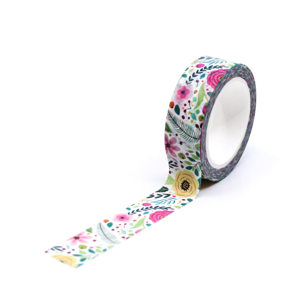 Spring Pink Blooms Washi Tape: Delicate pink floral washi tape, ideal for adding a touch of springtime elegance to your crafting projects and journals. This tape is designed by Penpaling Paula and sold at BBB Supplies Craft Shop.