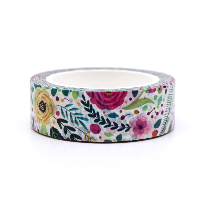 Spring Pink Blooms Washi Tape: Delicate pink floral washi tape, ideal for adding a touch of springtime elegance to your crafting projects and journals. This tape is designed by Penpaling Paula and sold at BBB Supplies Craft Shop.