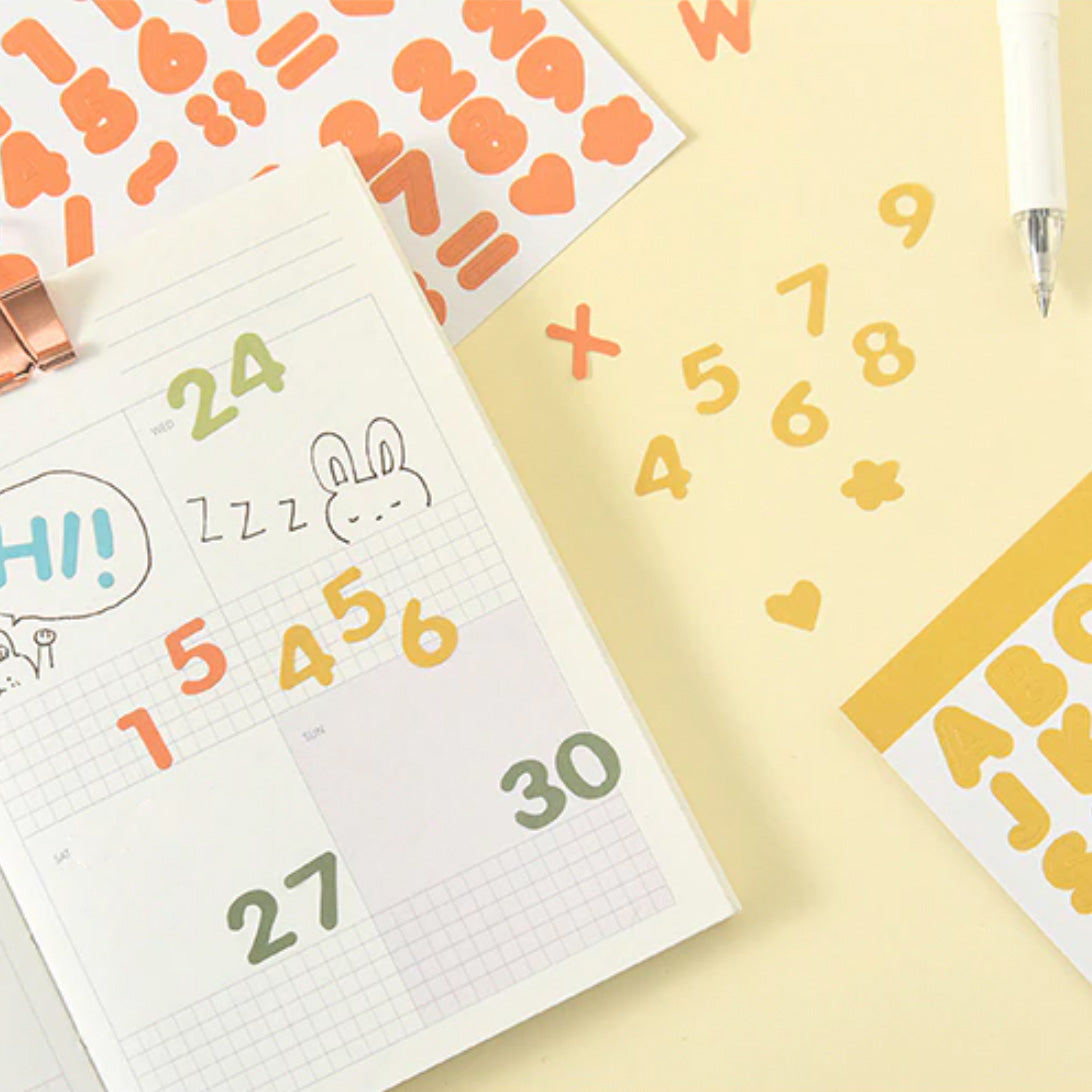 Colorful Alphabet Letters & Numbers Sticker Sheets