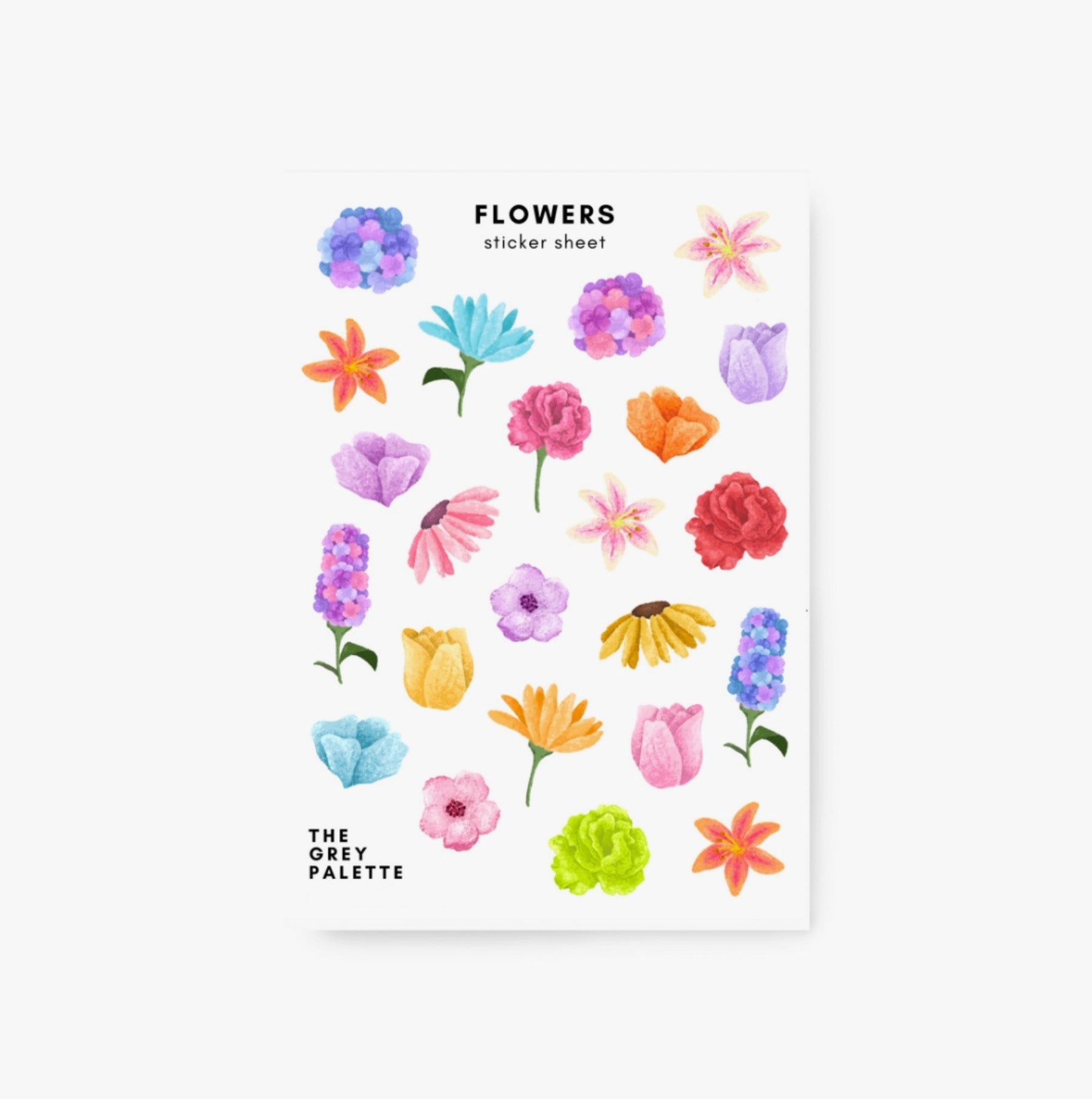 These floral sticker sheets are the perfect addition for your planner, BUJO or Calendar Spreads. Designed by The Grey Palette and sold at BBB Supplies Craft Shop.