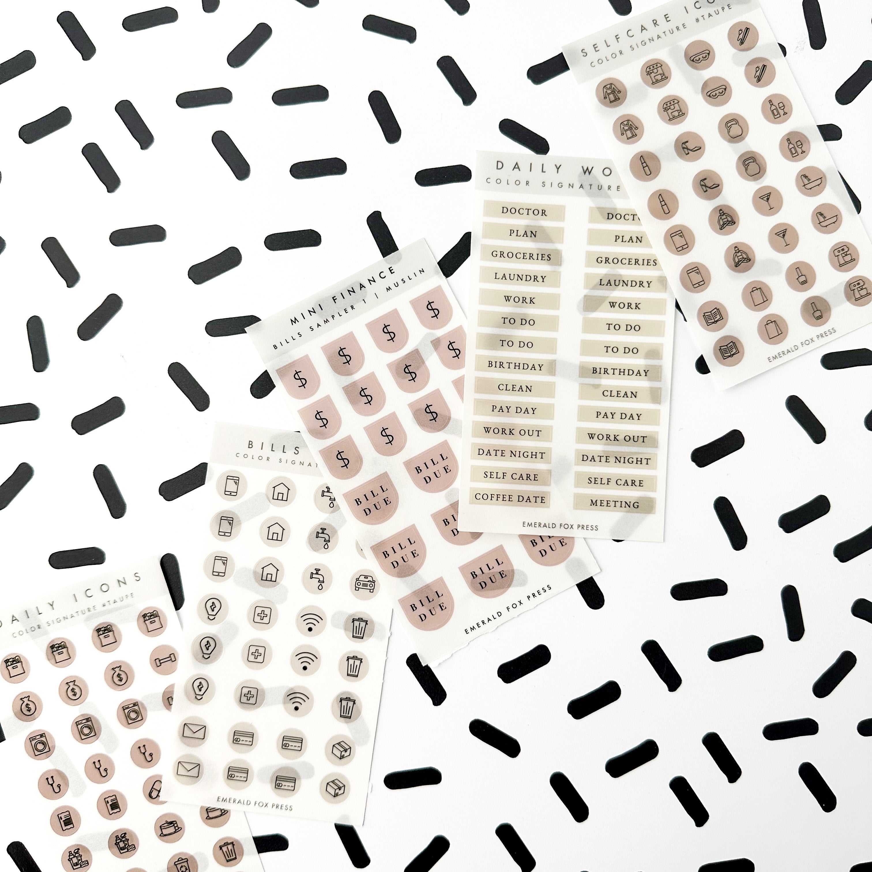 Daily Words, Self Care, Calendar, Financial Calendar Stickers