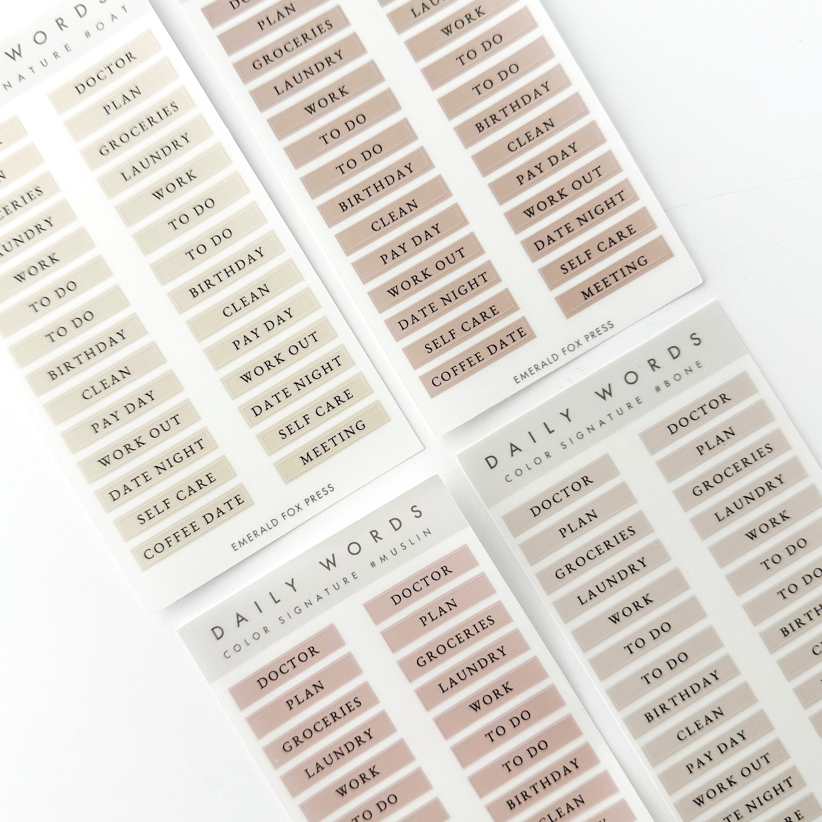 Daily Words, Self Care, Calendar, Financial Calendar Stickers