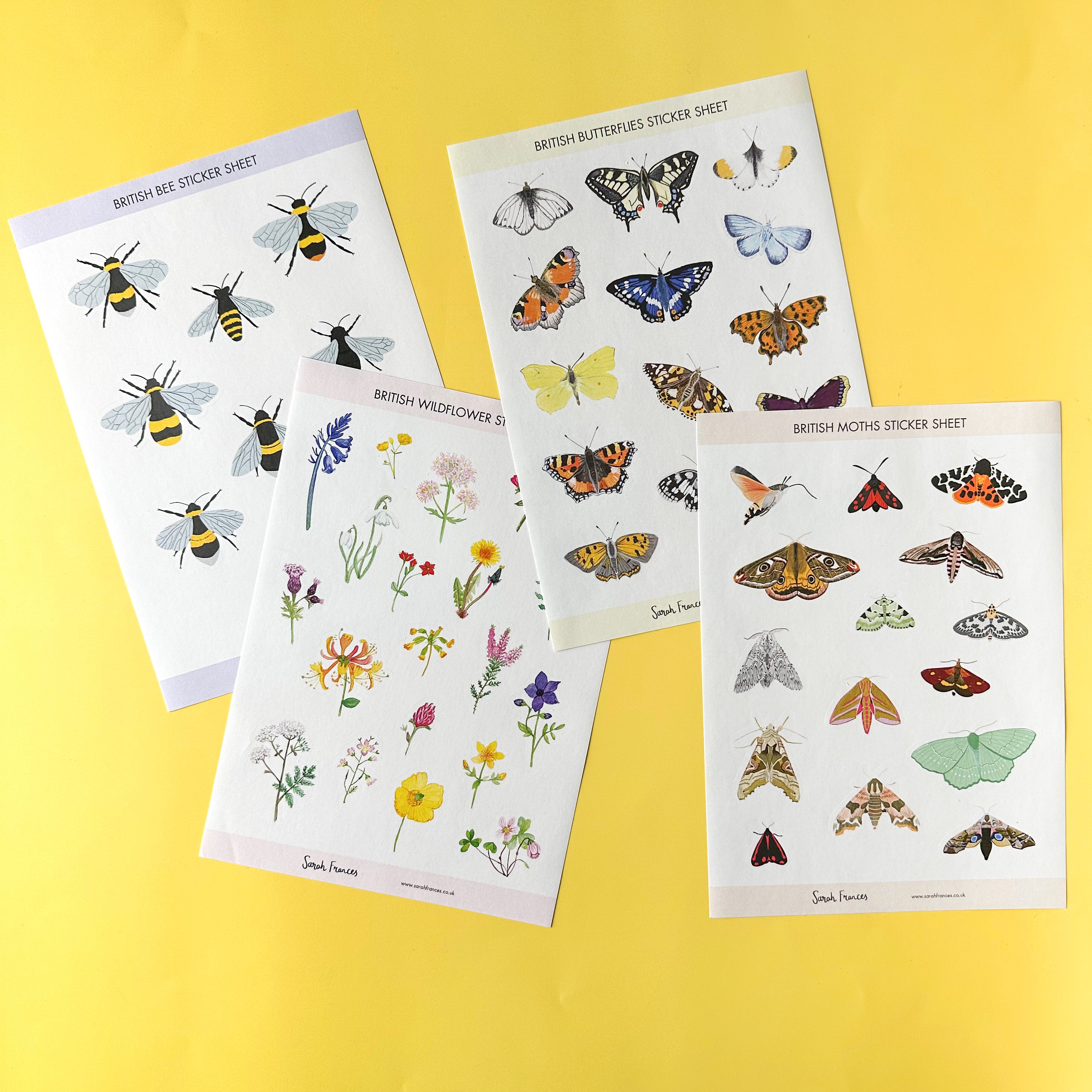 Celebrate the grace of British butterflies with our British Butterflies Sticker Sheet, featuring delicate illustrations of native butterfly species. Ideal for adding a touch of natural beauty and elegance to your crafts. These stickers are designed by Sarah Frances and sold at BBB Supplies Craft Shop.