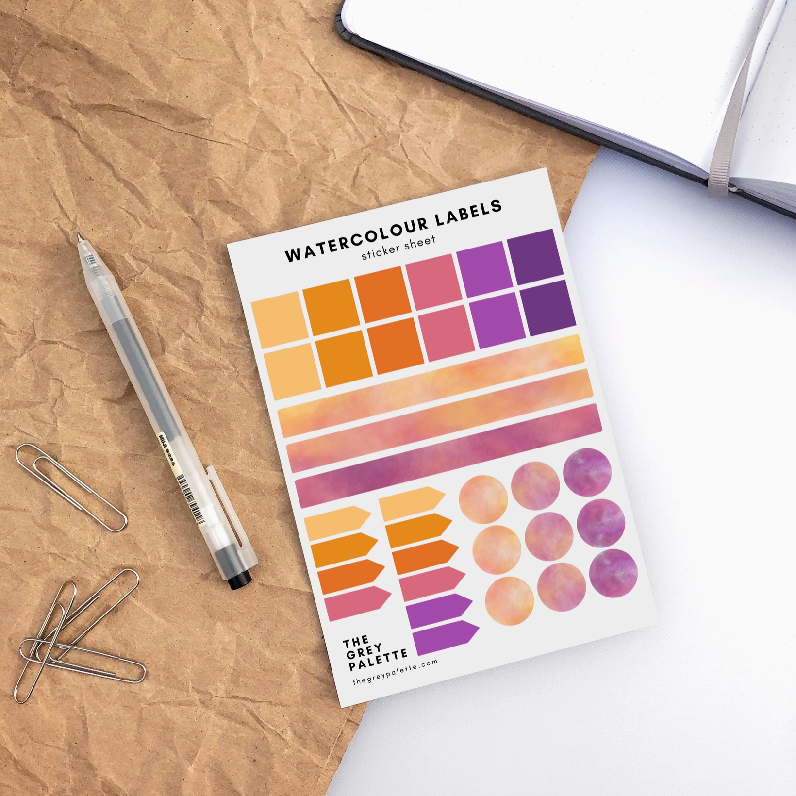 Watercolor Label Planner Sticker Sheets