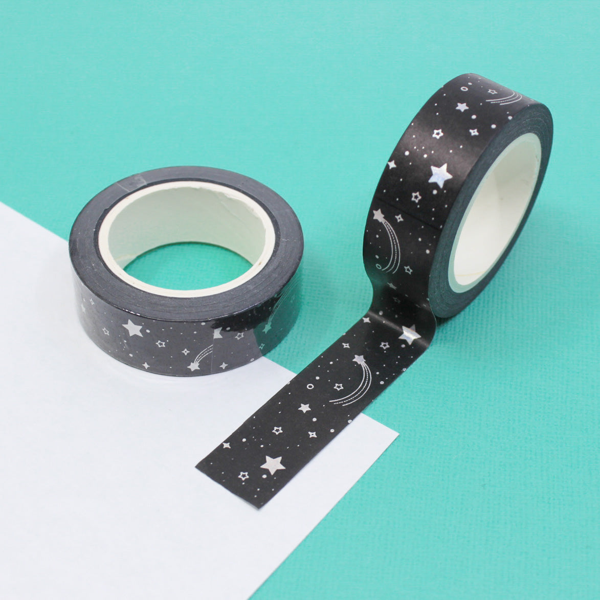 Silver Foil Night Sky Moon and Stars Washi Tape