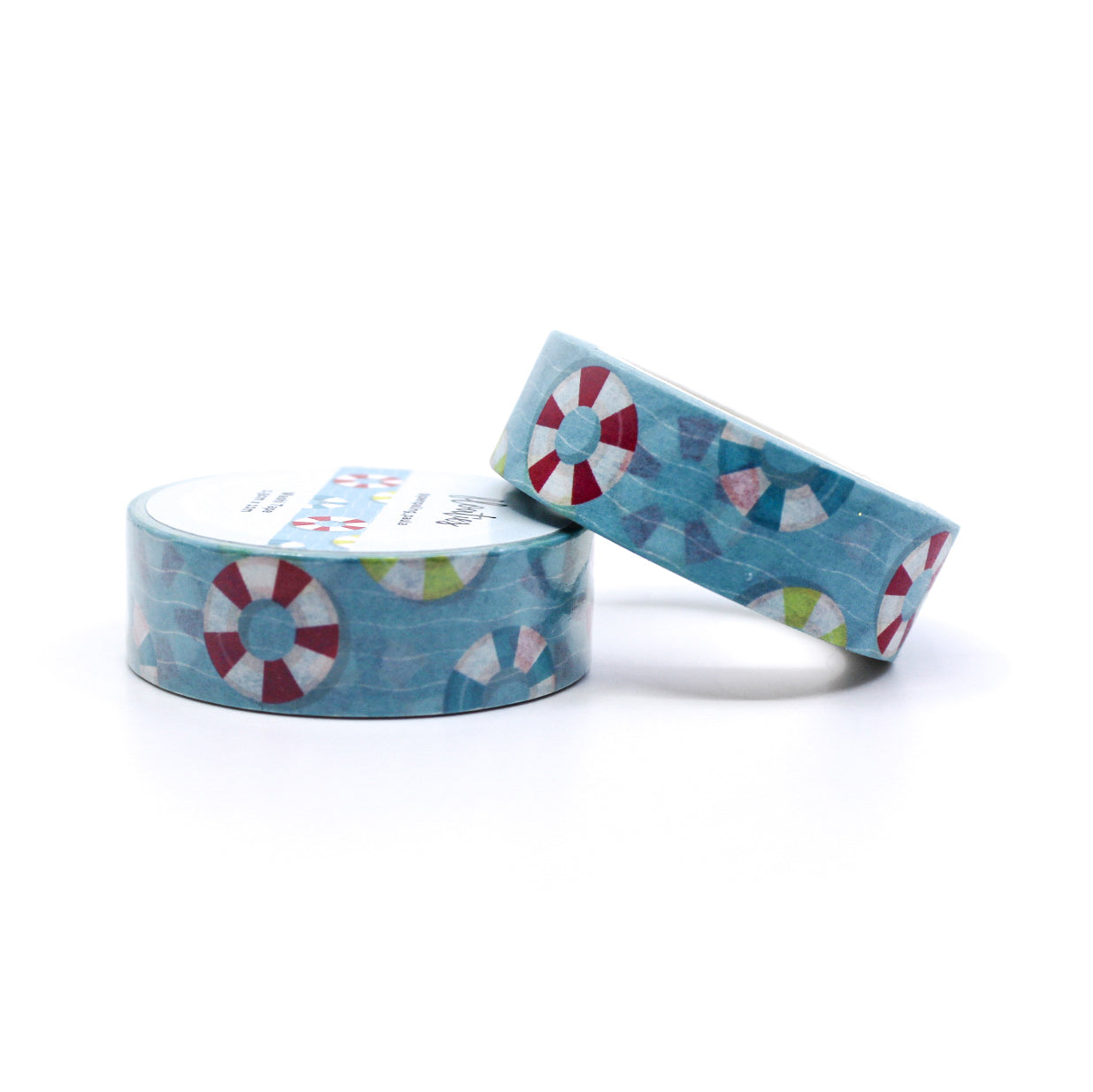 Add a splash of fun to your crafts with this playful washi tape featuring colorful pool floaties and tropical designs, perfect for summer-themed projects and planners. This tape is from Penpaling Paula and sold at BBB Supplies Craft Shop.