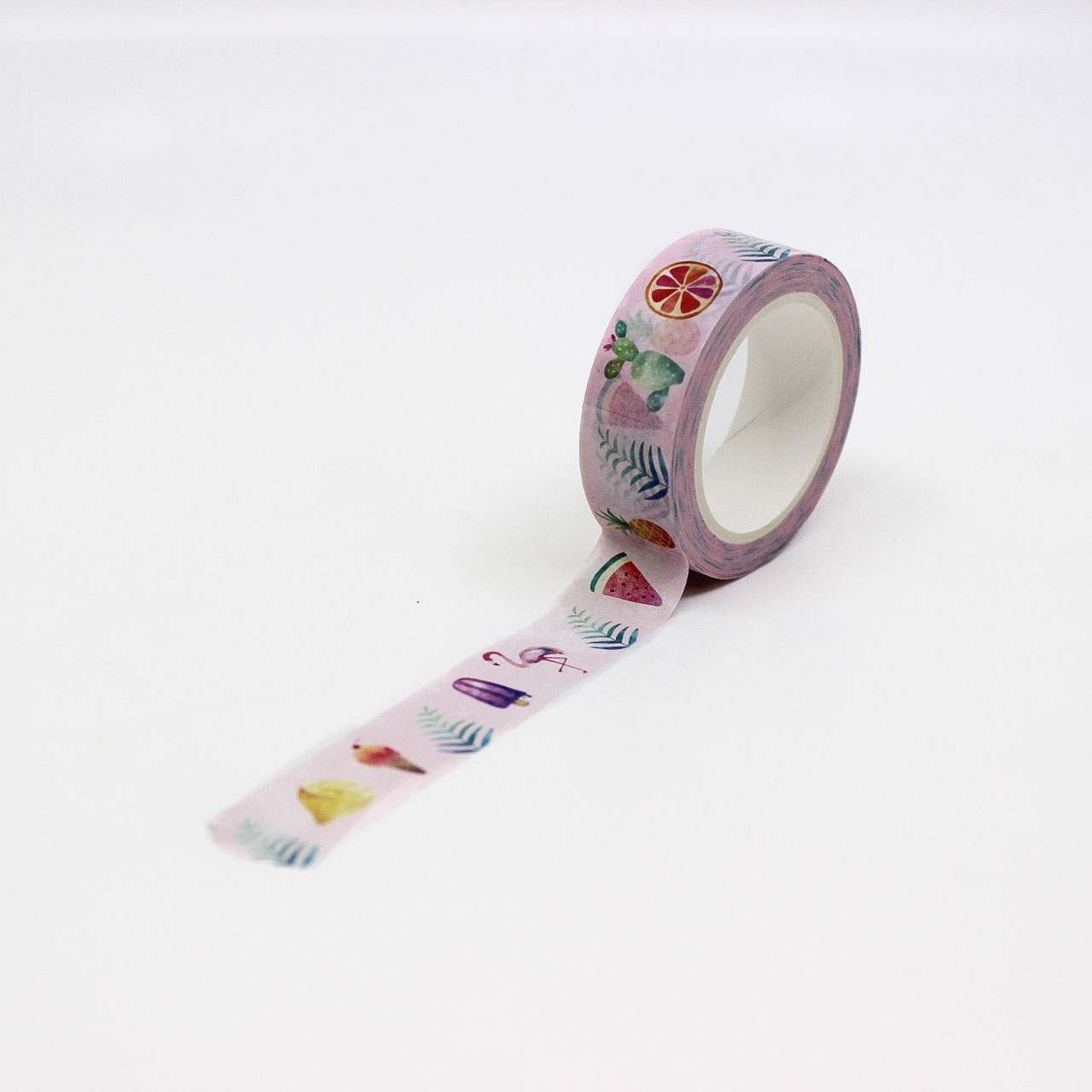 Brighten your projects with this vibrant washi tape featuring tropical summer motifs such as palm trees, hibiscus flowers, and beach icons, perfect for adding a sunny, island vibe to your scrapbooks and planners. This tape is from Penpaling Paula and sold at BBB Supplies Craft Shop