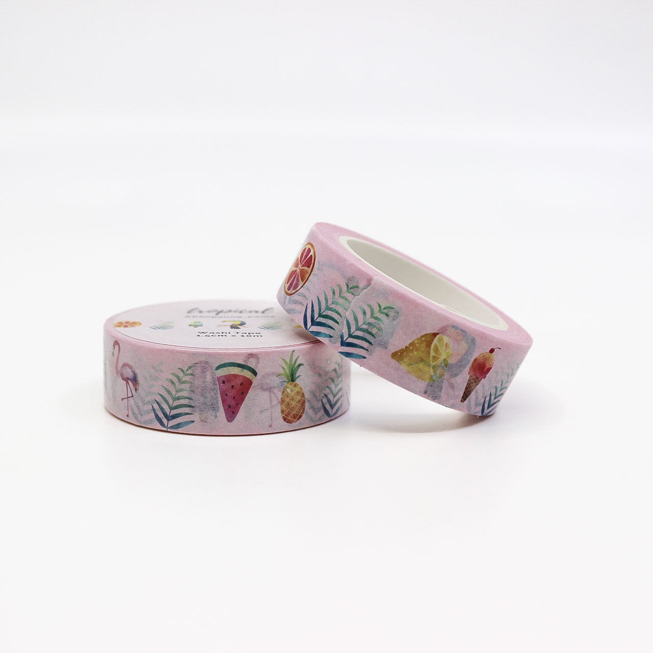 Brighten your projects with this vibrant washi tape featuring tropical summer motifs such as palm trees, hibiscus flowers, and beach icons, perfect for adding a sunny, island vibe to your scrapbooks and planners. This tape is from Penpaling Paula and sold at BBB Supplies Craft Shop