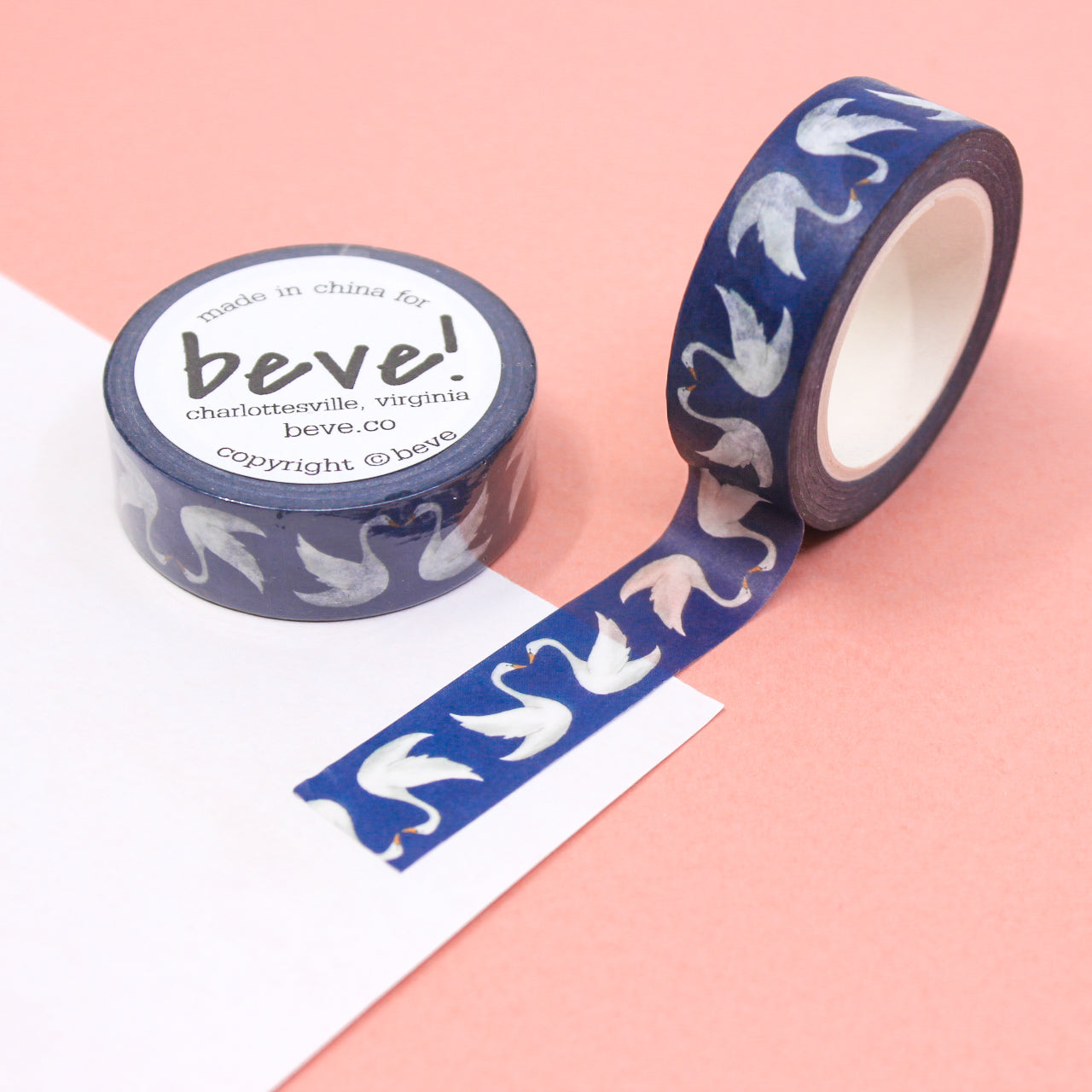 Experience romance in crafting with our Blue Kissing Swans Bird Washi Tape, depicting two swans sharing a loving moment in shades of serene blue. Perfect for adding a touch of love and tranquility to your creative projects. This tape is from Beve and sold at BBB Supplies Craft Shop.