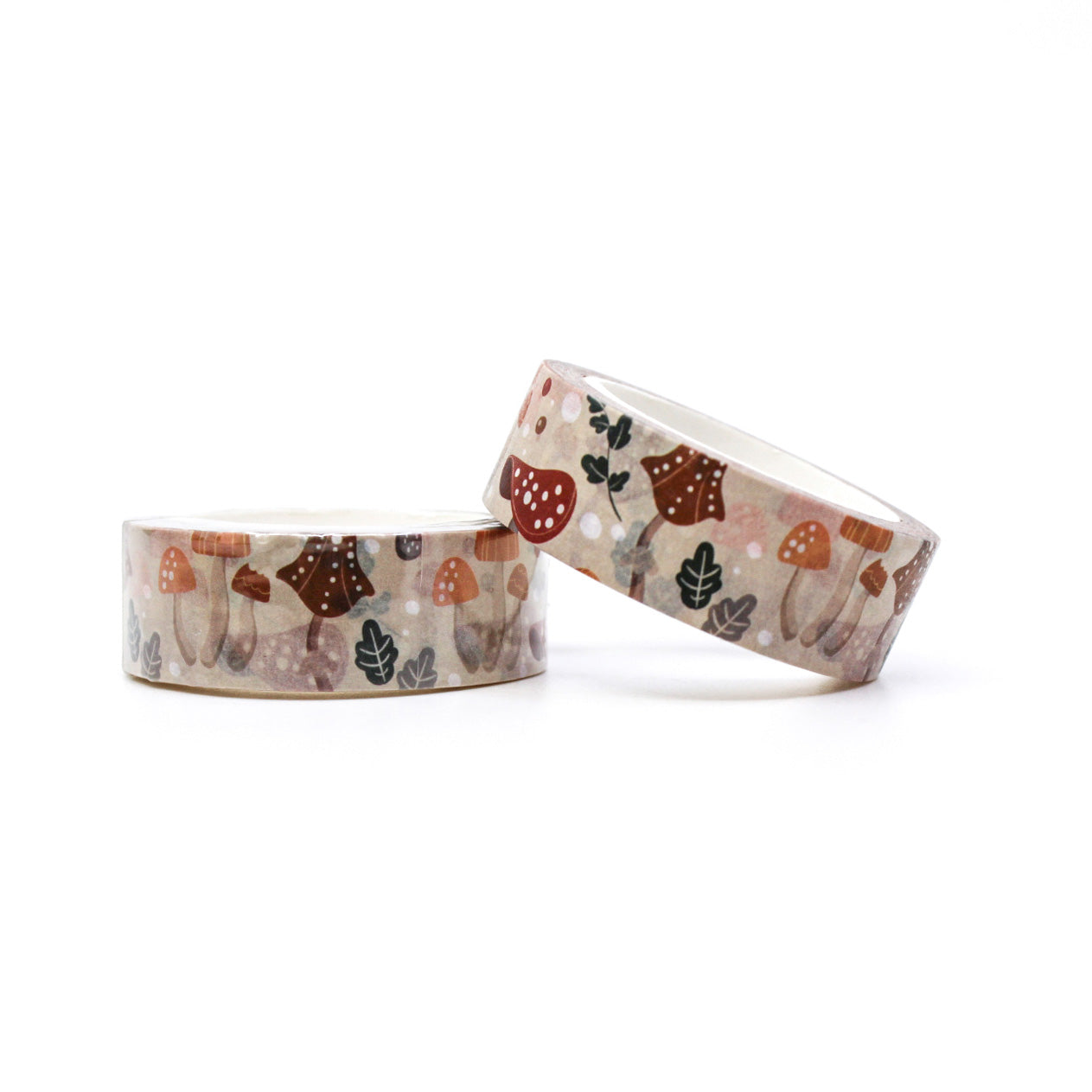 Add a natural touch to your projects with this washi tape featuring a pattern of tan mushrooms. Perfect for nature-themed crafts, scrapbooking, or adding a rustic flair to your journal pages. This tape is sold at BBB Supplies Craft Shop.
