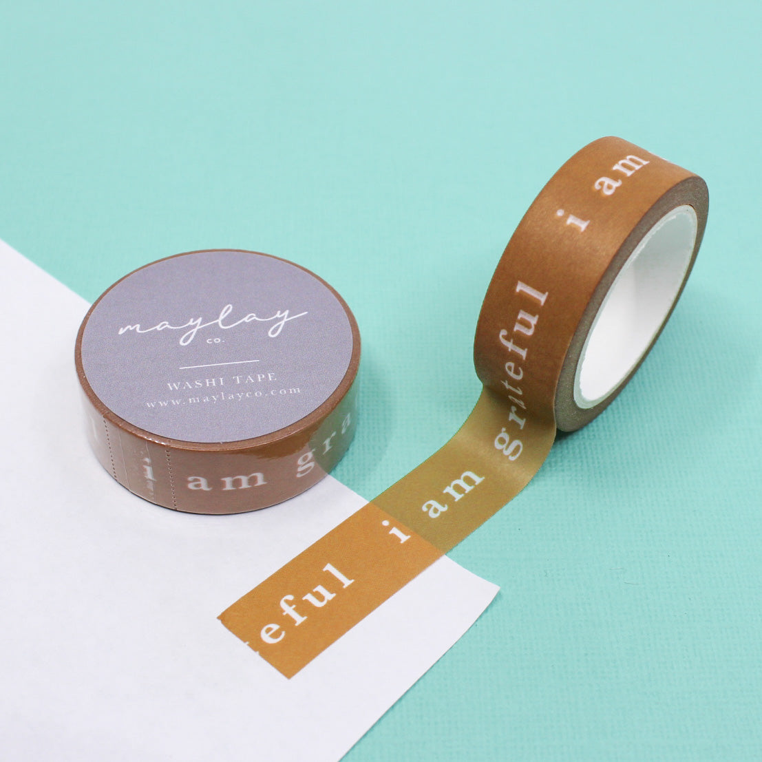 Express gratitude with our 'I am Grateful' Washi Tape, adorned with a heartfelt message. Ideal for adding a touch of thankfulness and positivity to your projects. This tape is from Maylay Co. and sold at BBB Supplies Craft Shop.