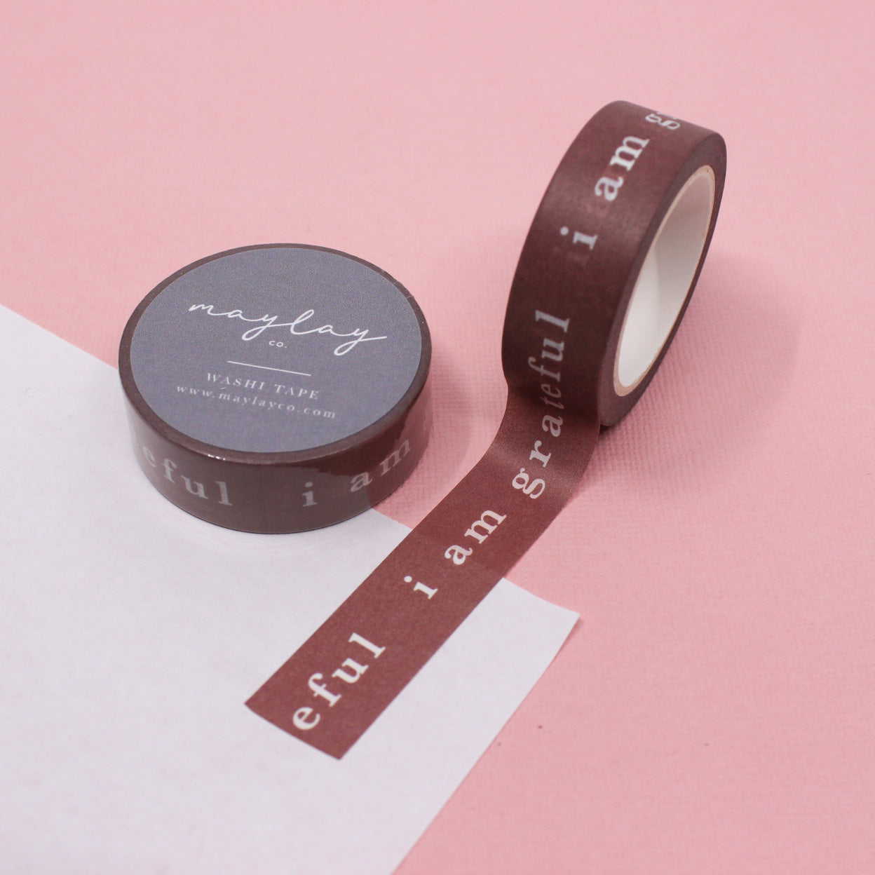 Express gratitude with our 'I am Grateful' Washi Tape, adorned with a heartfelt message. Ideal for adding a touch of thankfulness and positivity to your projects. This tape is from Maylay Co. and sold at BBB Supplies Craft Shop.