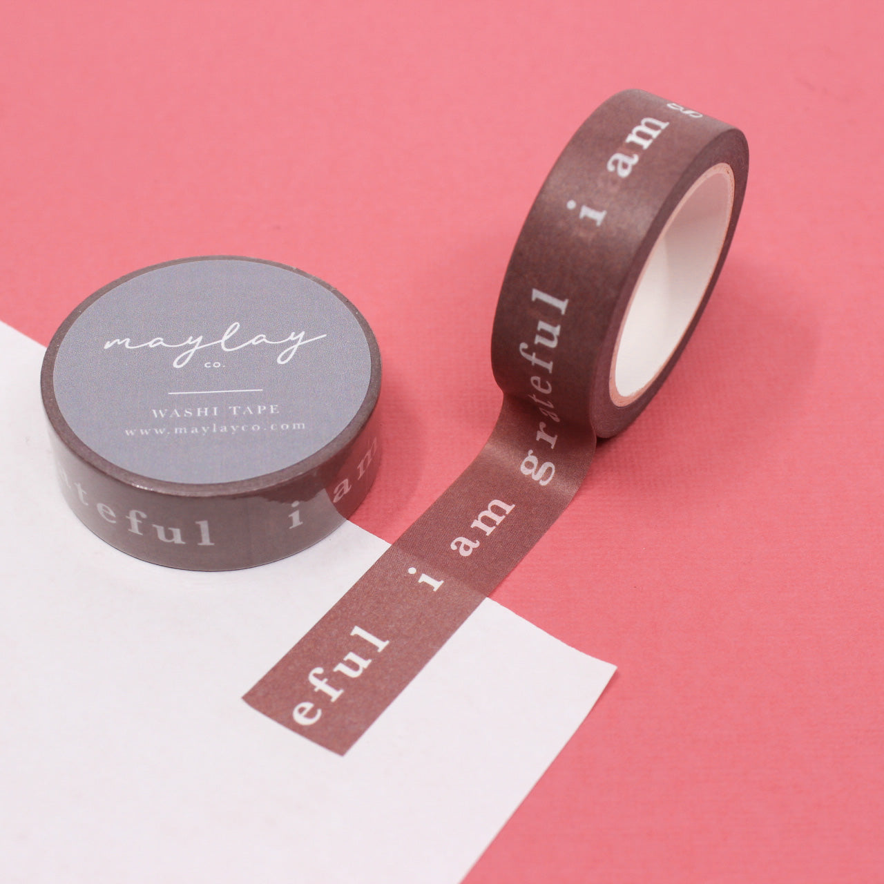 Express gratitude with our 'I am Grateful' Washi Tape, adorned with a heartfelt message. Ideal for adding a touch of thankfulness and positivity to your projects. This tape is from Maylay Co. and sold at BBB Supplies Craft Shop.