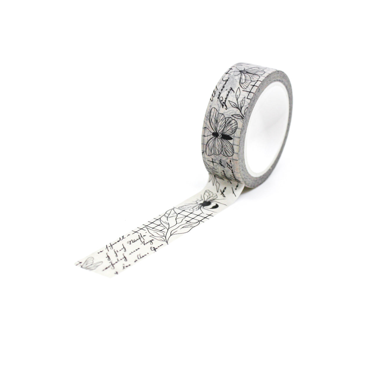 Let your imagination take flight as you adorn your creations with the graceful allure of butterflies and moths using our Black and Grey Vintage Botany Washi Tape. This washi tape features vintage-inspired botanical illustrations of butterflies and moths. This tape is sold at BBB Supplies Craft Shop.