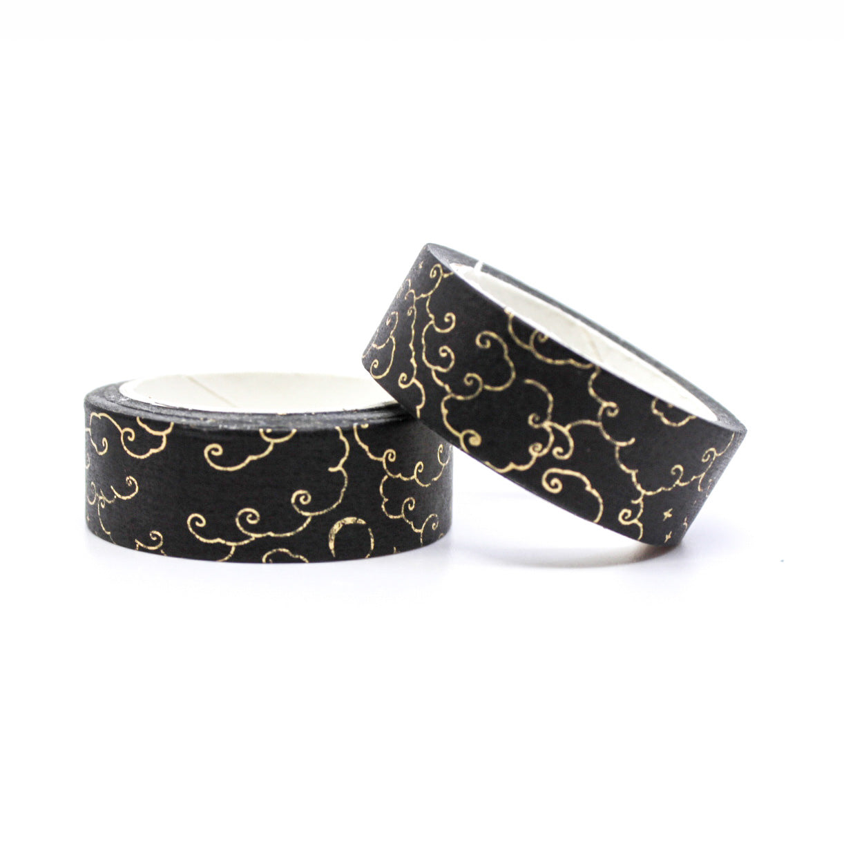 Gold Foil Black Cloud Swirl Washi