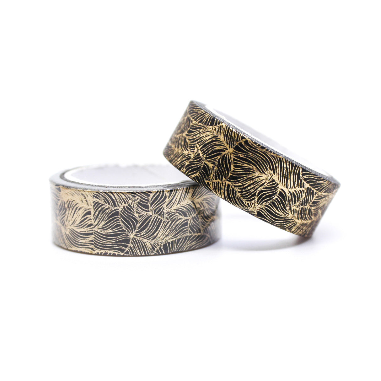 Metallic gold and black feather washi tape for planners and scrapbooks