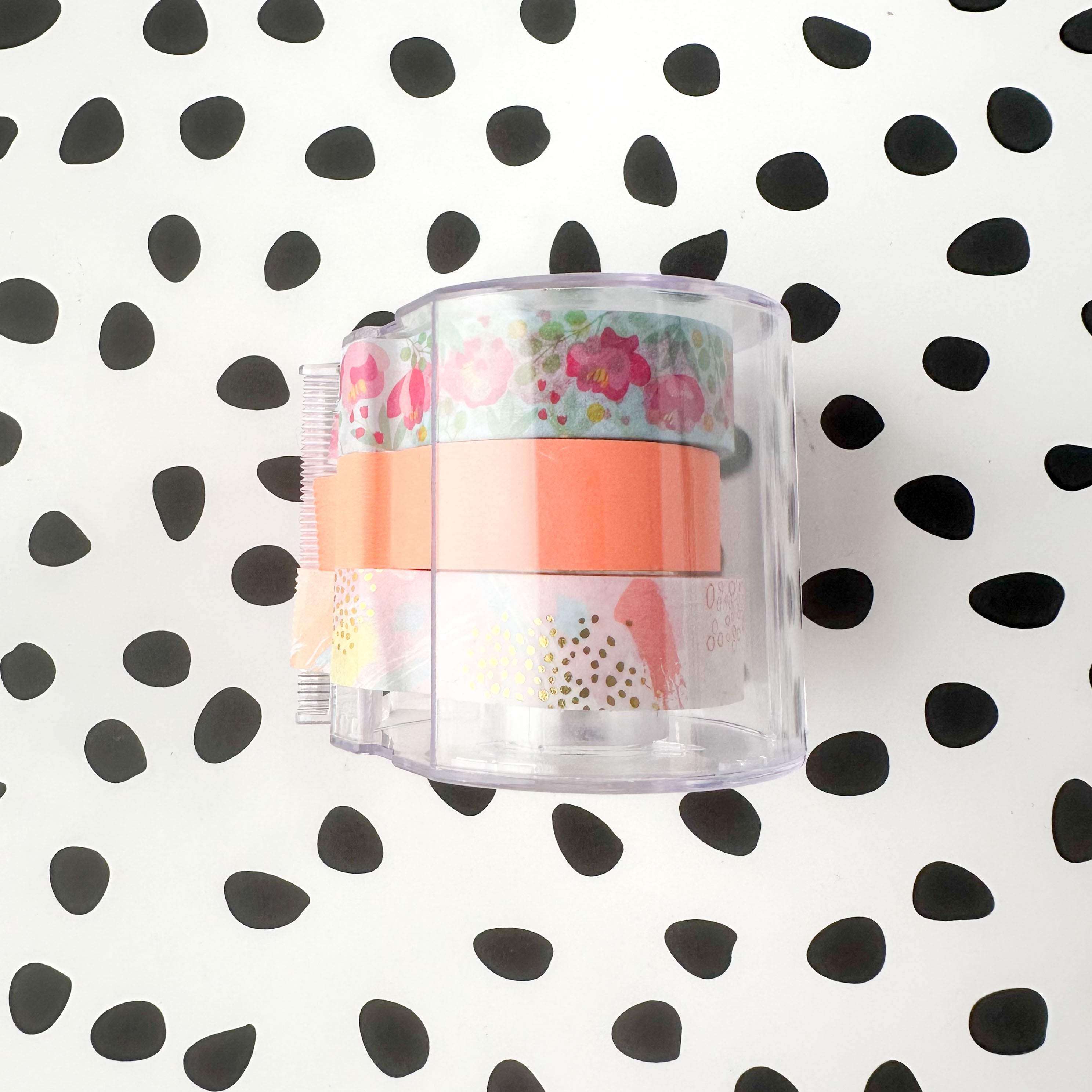 Functional washi tape holder with built-in blade for planner and craft use