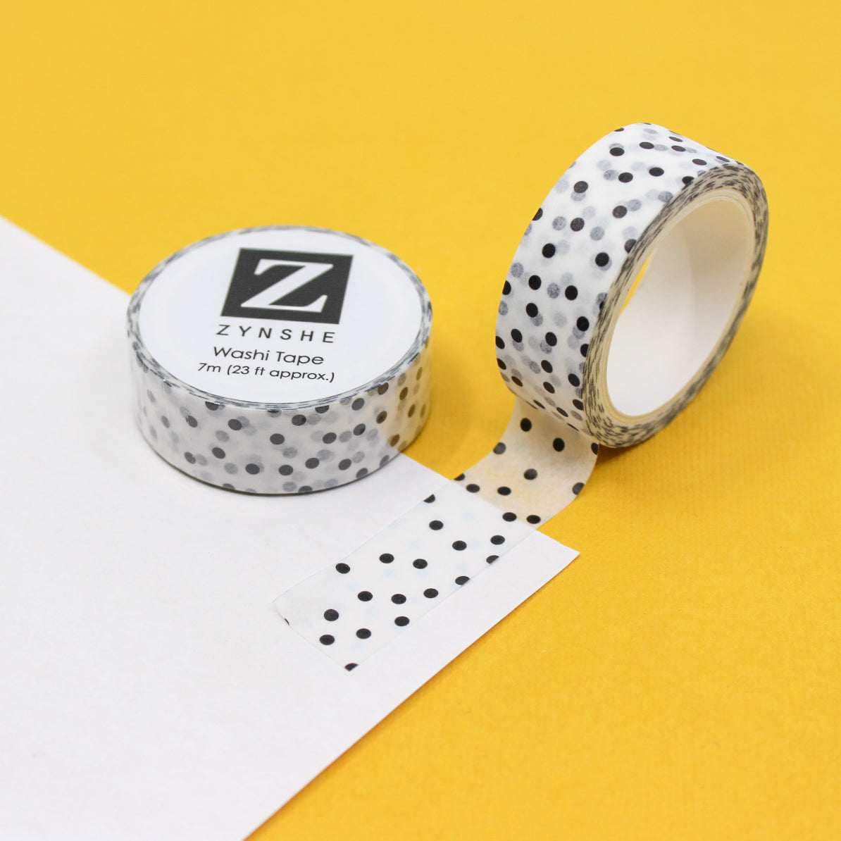 This random black and white speckles, washi tape is just FUN. If you love black-and-white patterns with bright pops of color, this will be your new favorite tape. Possibilities are endless, from card making to gift wrap, journals, and Handmade cards. This tape is sold at BBB Supplies Craft Shop.