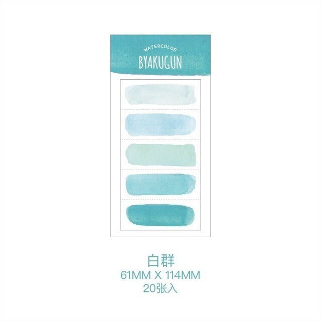 Stay organized in style with our turquoise watercolor sticky notes, featuring vibrant and artistic watercolor designs, perfect for use as tabs or page markers to easily navigate through your books or documents. These twilight brand Stickies are sold at BBB Supplies Craft Shop.