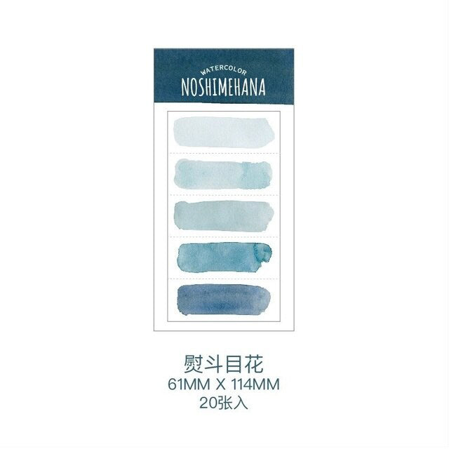 Stay organized in style with our grey-ish blues watercolor sticky notes, featuring vibrant and artistic watercolor designs, perfect for use as tabs or page markers to easily navigate through your books or documents. These twilight brand Stickies are sold at BBB Supplies Craft Shop.