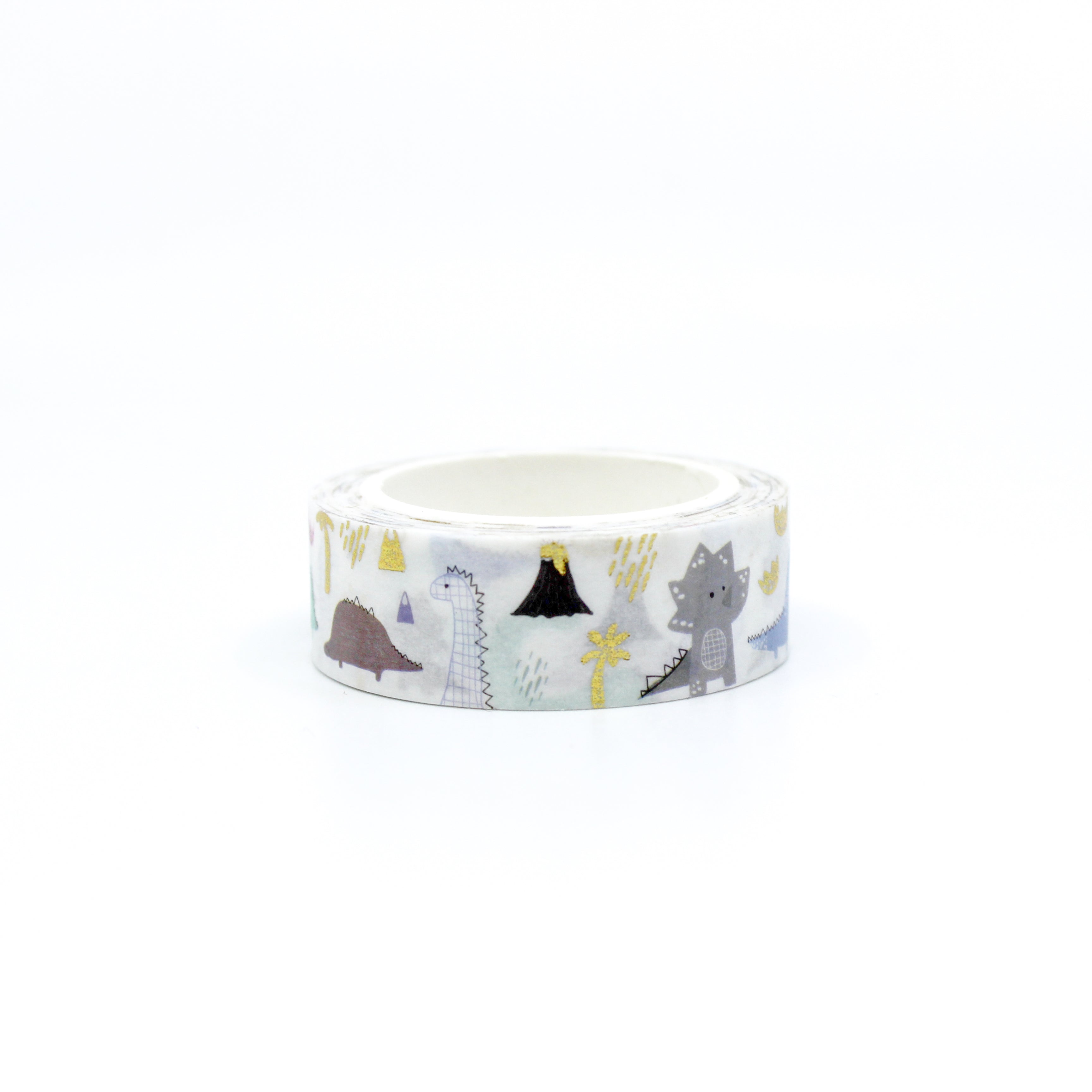 Embark on a whimsical adventure with our fairytale dinosaur washi tape, featuring charming dinosaurs amidst a magical landscape, perfect for kids and dinosaur enthusiasts. This tape is sold at BBB Supplies Craft Shop.