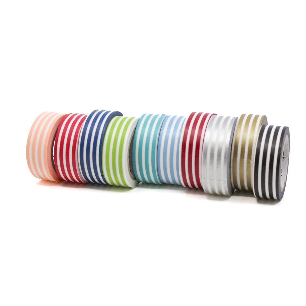 Enhance your crafts with our thicker line horizontal stripe washi tape, featuring bold and stylish stripes in a variety of colors, perfect for adding a dynamic and vibrant element to your projects. This tape is from MT Brand Masking Tape and sold at BBB Supplies Craft Shop.