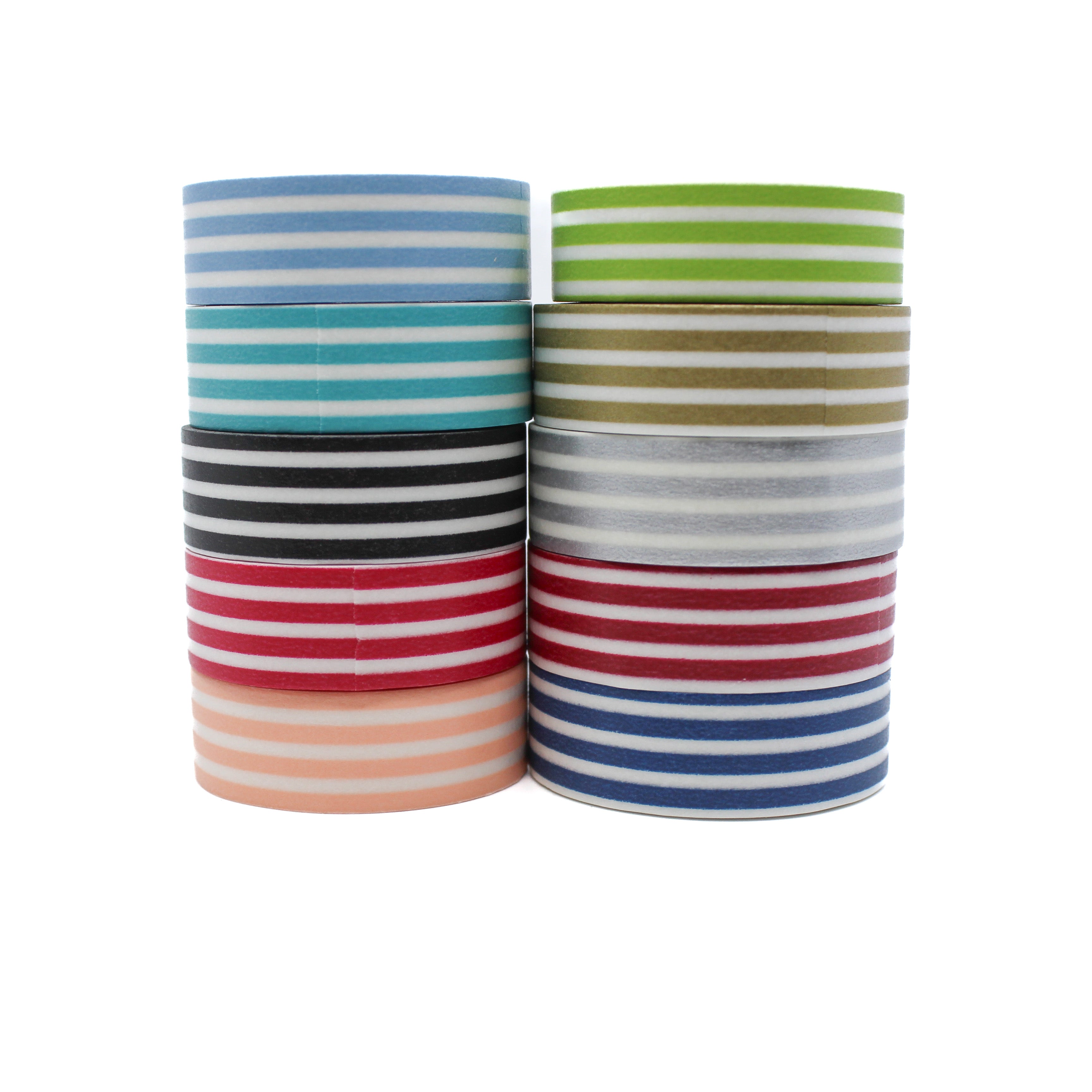 Enhance your crafts with our thicker line horizontal stripe washi tape, featuring bold and stylish stripes in a variety of colors, perfect for adding a dynamic and vibrant element to your projects. This tape is from MT Brand Masking Tape and sold at BBB Supplies Craft Shop.