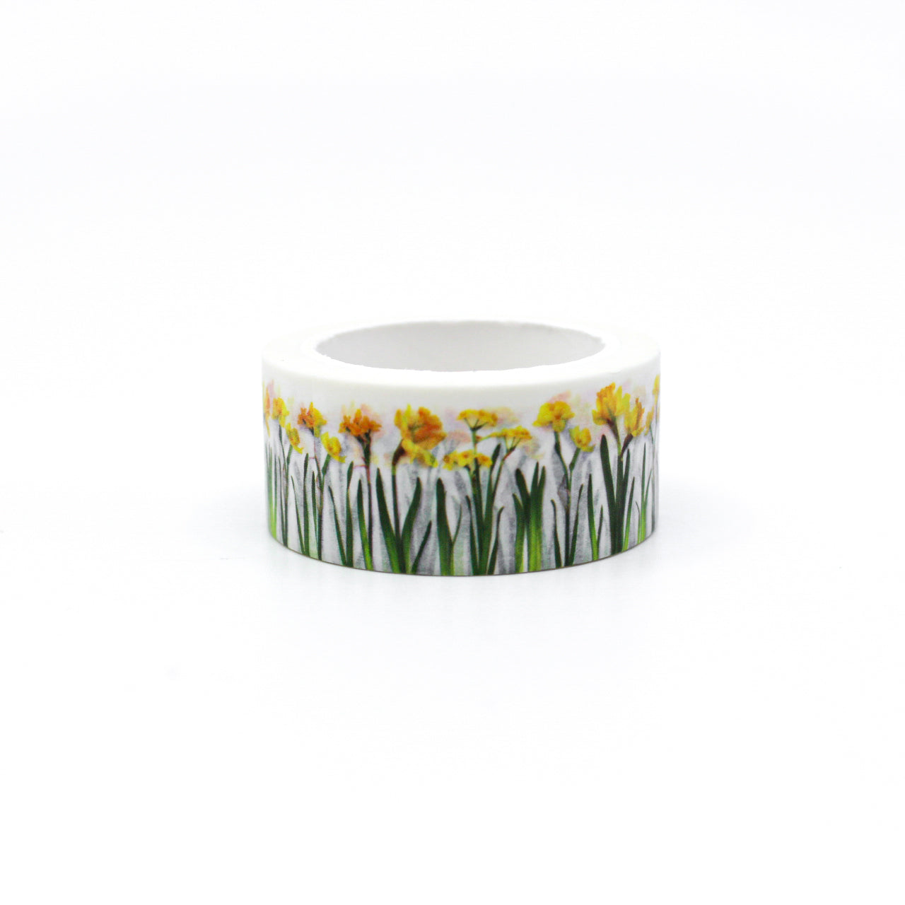 Add a touch of sunshine to your projects with our vibrant yellow daffodil washi tape, featuring cheerful daffodil blooms in shades of yellow. our delightful yellow daffodil washi tape, adorned with beautiful daffodil flower patterns that radiate warmth and joy. This tape is designed by Bottle Branch and sold at BBB Supplies Craft Shop.