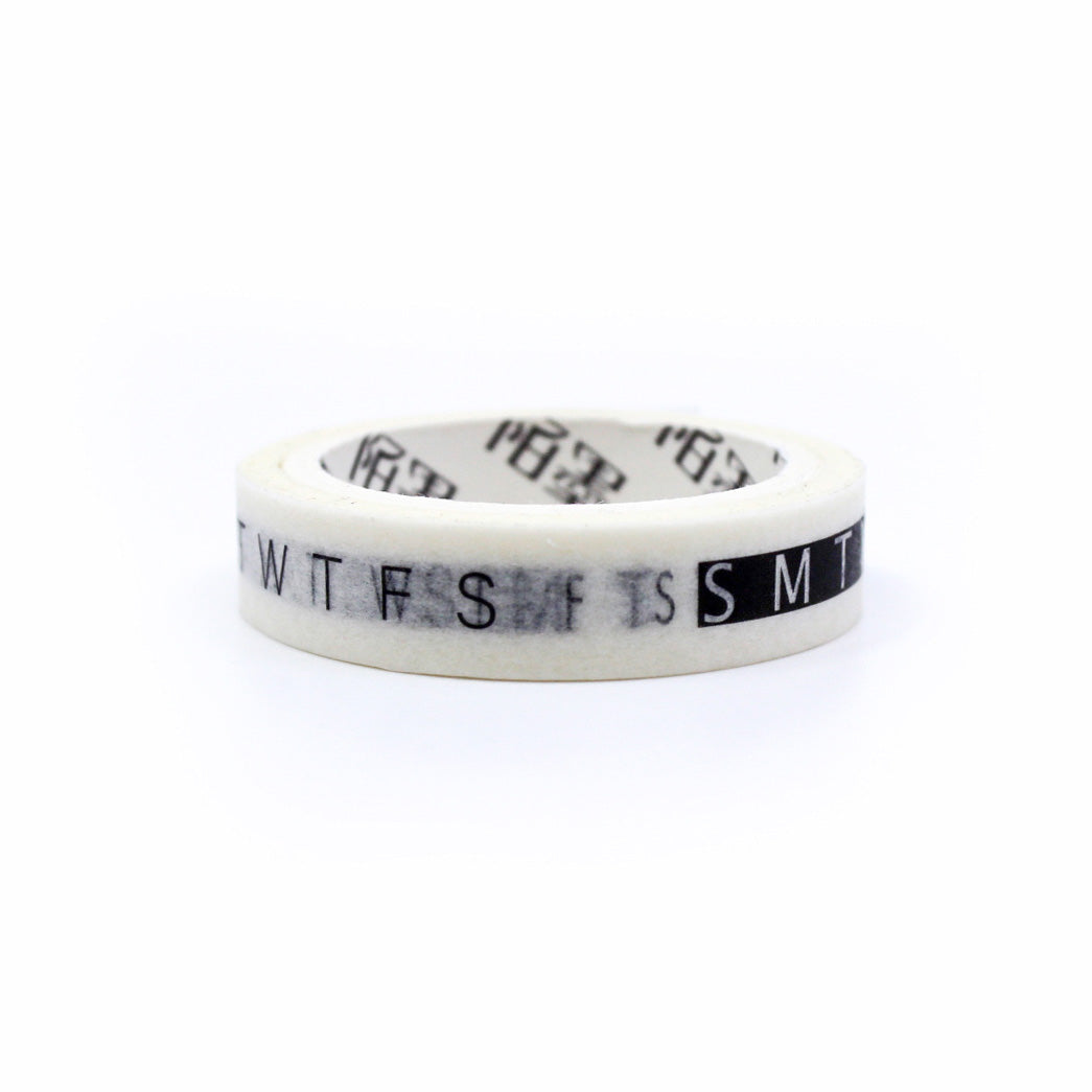 Stay organized with our Abbreviated Black and White Days of the Week Planner Washi Tape, featuring clear and concise day abbreviations. Ideal for adding a sleek and functional touch to your planner or calendar. This tape is sold at BBB Supplies Craft Shop.
