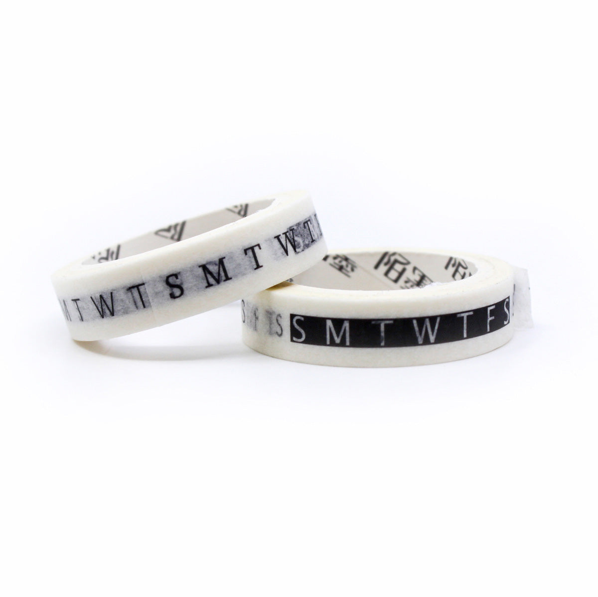 Stay organized with our Abbreviated Black and White Days of the Week Planner Washi Tape, featuring clear and concise day abbreviations. Ideal for adding a sleek and functional touch to your planner or calendar. This tape is sold at BBB Supplies Craft Shop.