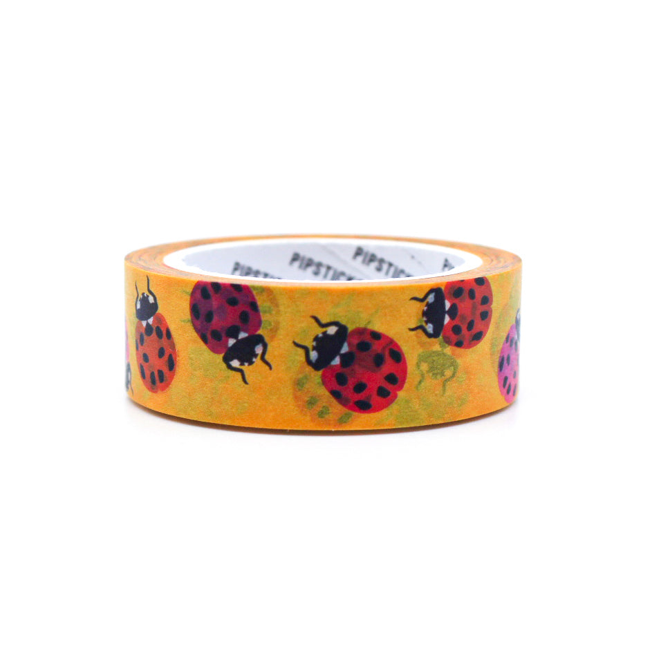 Adorable Lady Bugs Washi Tape: Features cute ladybugs, ideal for adding a playful and charming touch to your planners, journals, and crafts. This tape is from Pipsticks and sold at BBB Supplies Craft Shop.