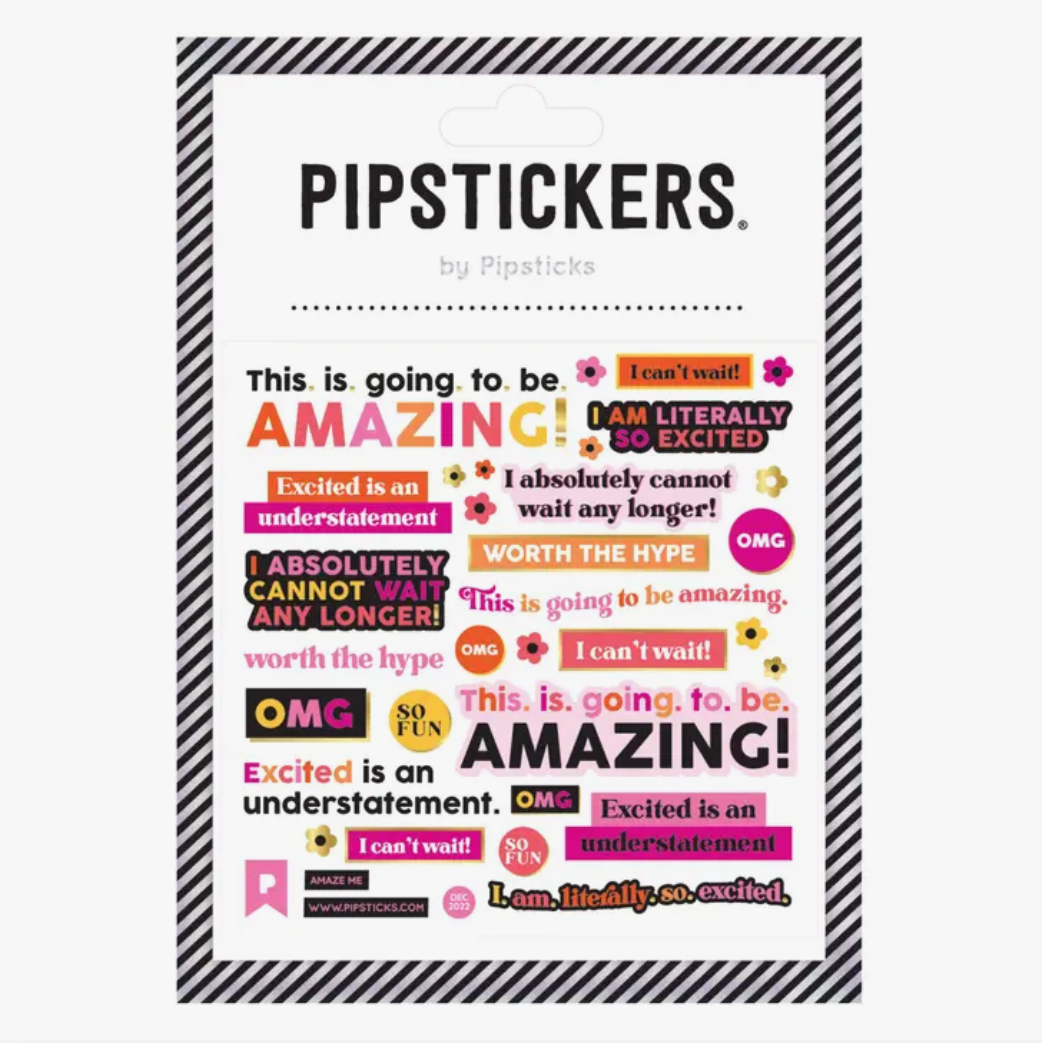 Amaze me stickers that add positivity to your life with our Colorful Fun Positive Words Sticker Sheets, featuring an array of vibrant and encouraging words. Ideal for brightening up your planner or journal. These stickers are from Pipsticks and sold at BBB Supplies Craft Shop.