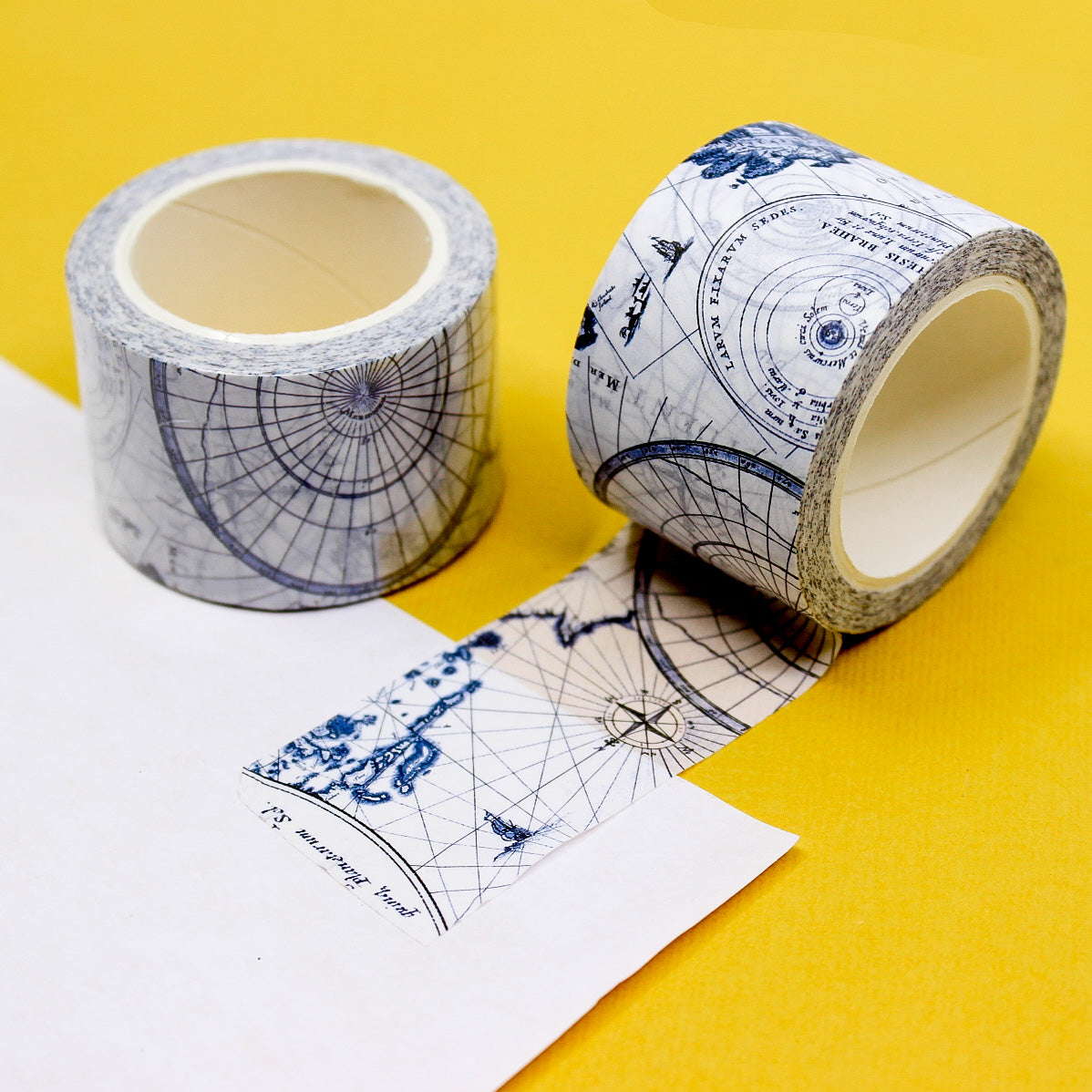 Antique Nautical World Travel Map Washi Tape featuring a vintage-style map with intricate details, ideal for travel-themed projects and map enthusiasts. This tape is sold at BBB Supplies Craft Shop.