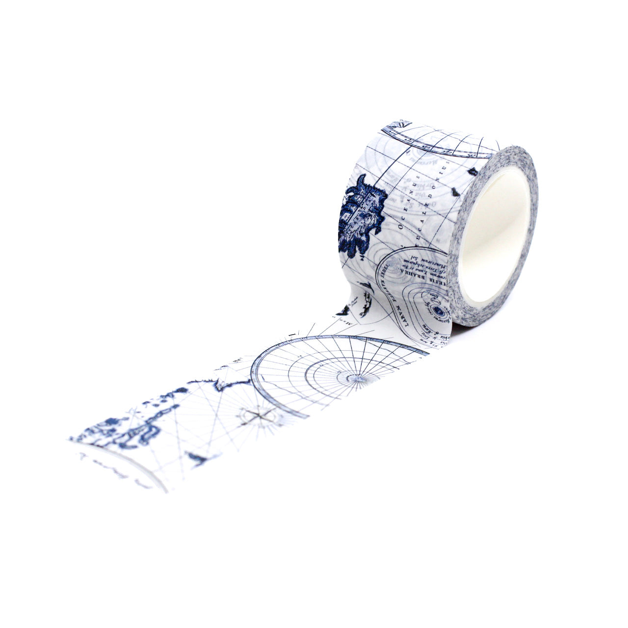 Antique Nautical World Travel Map Washi Tape featuring a vintage-style map with intricate details, ideal for travel-themed projects and map enthusiasts. This tape is sold at BBB Supplies Craft Shop.