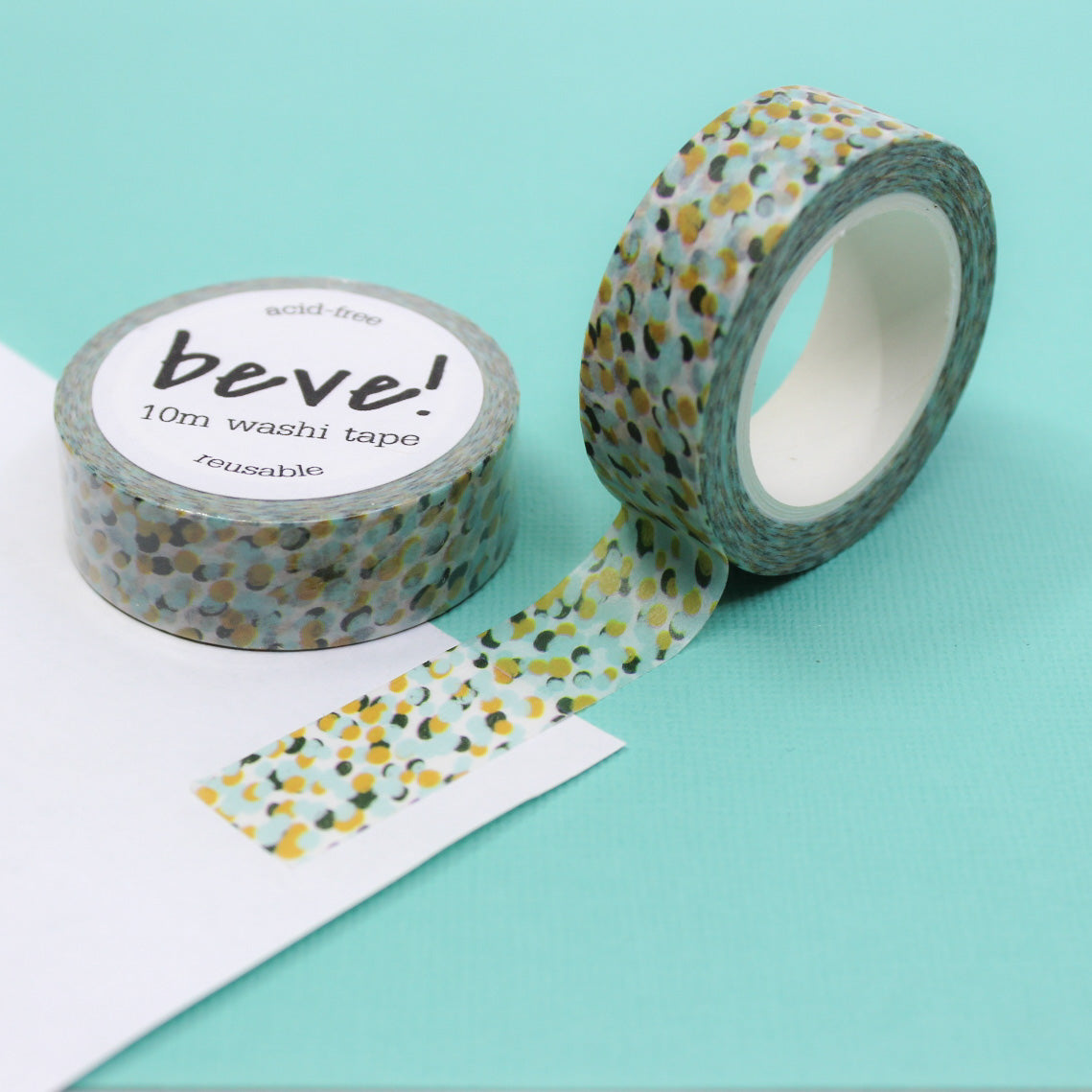 Aqua and Gold Spotted Pattern Washi