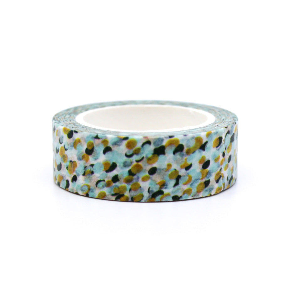 Aqua and Gold Spotted Pattern Washi
