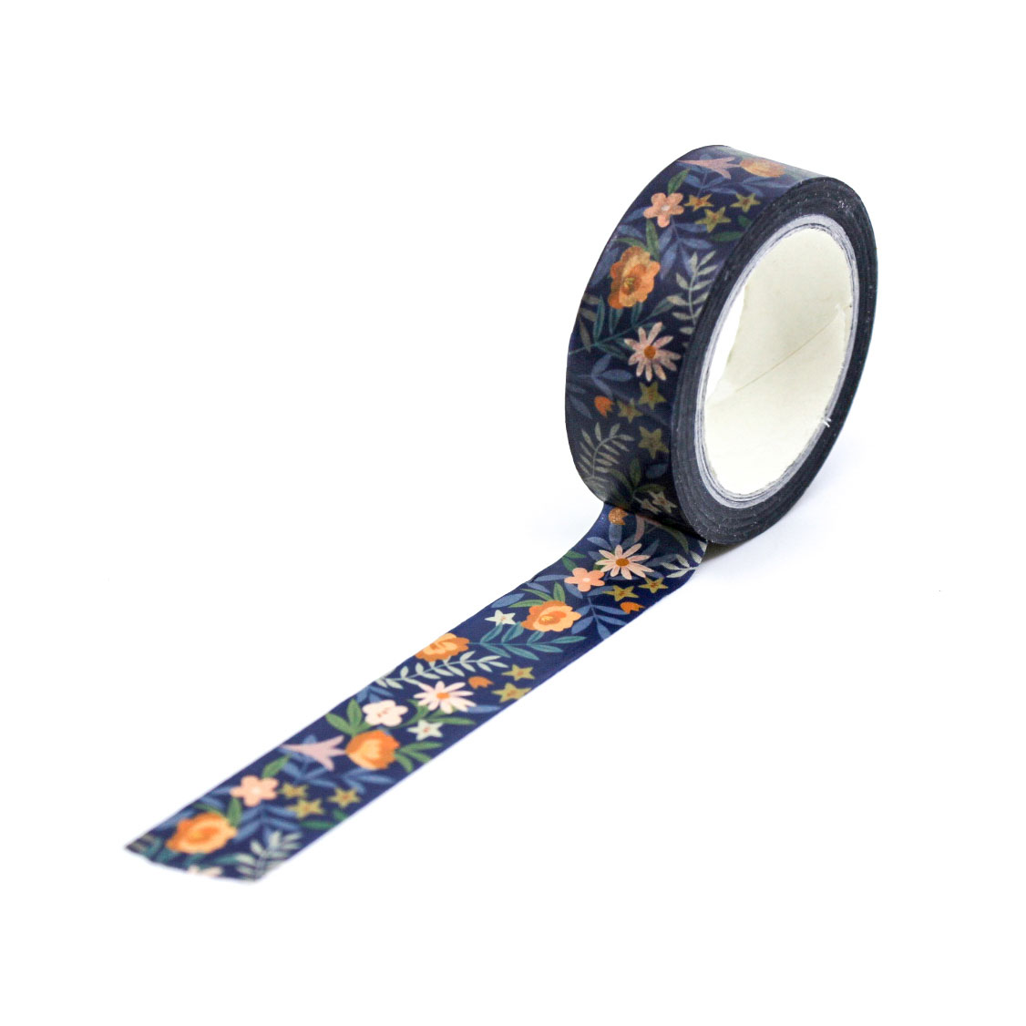 Autumn Floral Tapestry Washi Tape featuring a rich design of fall flowers, leaves, and vines in shades of burgundy, burnt orange, and golden yellow.