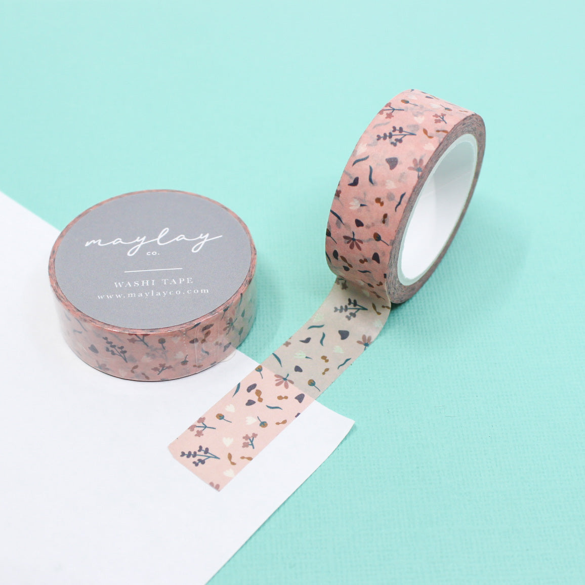 Enhance your crafts with our Pink Sachet Floral Washi Tape, featuring a delicate floral pattern in shades of pink. Ideal for adding a touch of elegance and femininity to your projects. this tape is from Maylay Co. and sold at BBB Supplies Craft Shop.