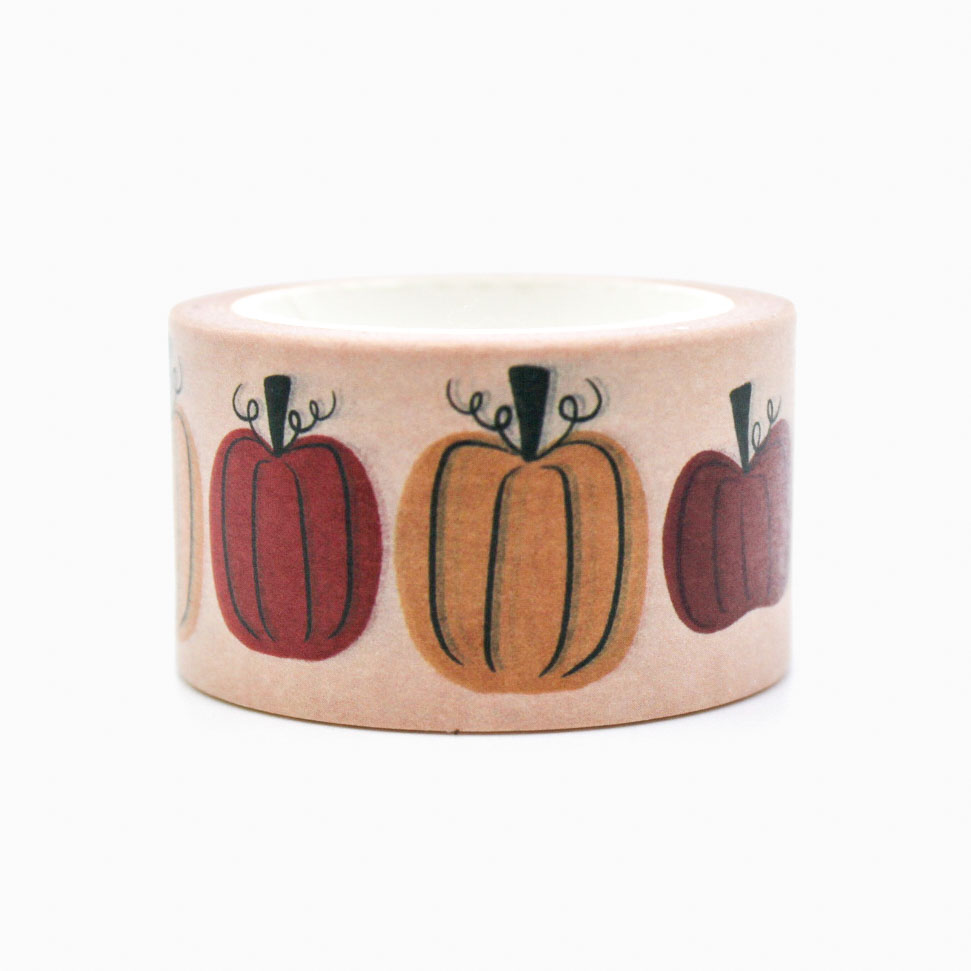 Autumn seasonal washi tape with orange pumpkin design