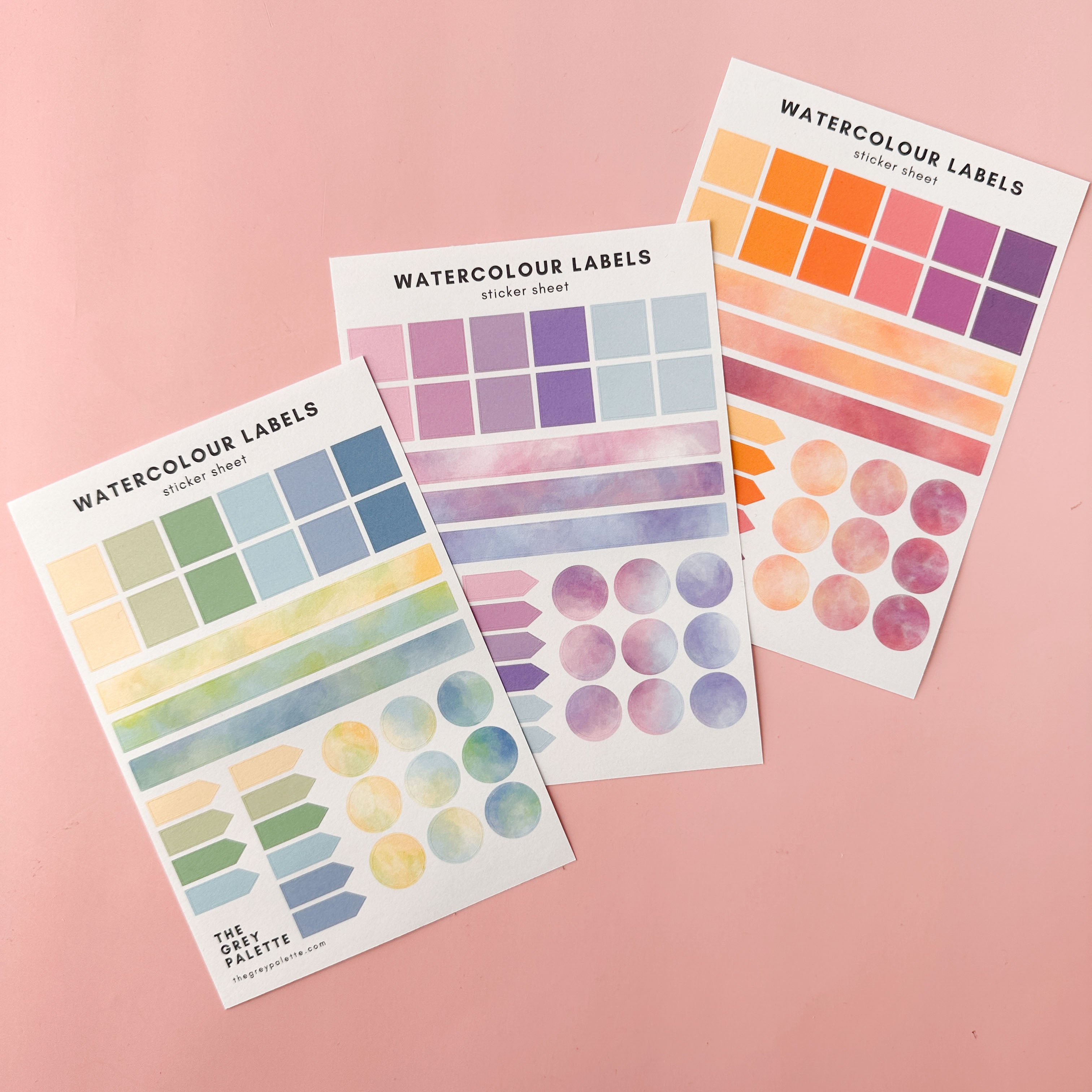 Watercolor Label Planner Sticker Sheets