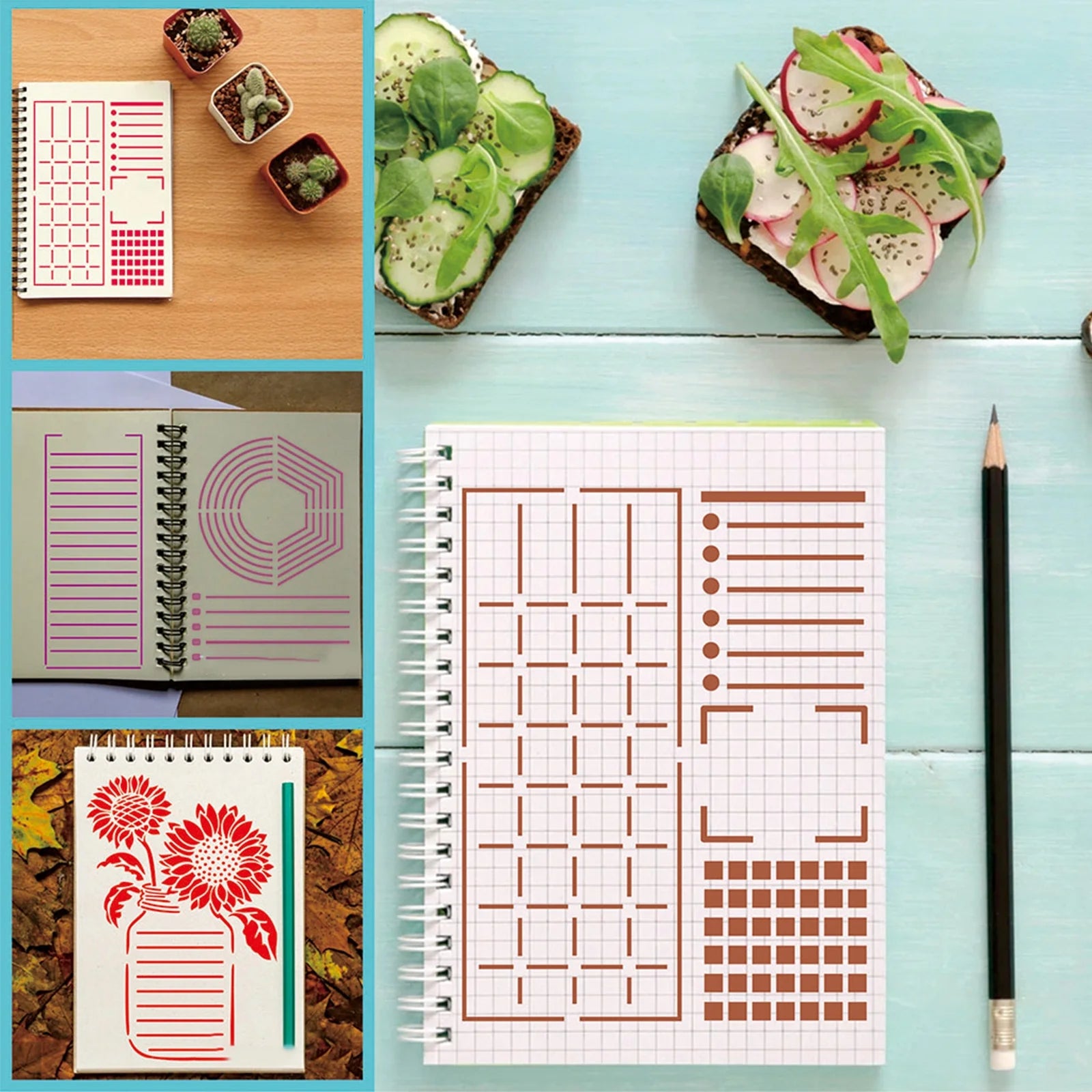 24 Piece Easy Journaling Spread Stencils