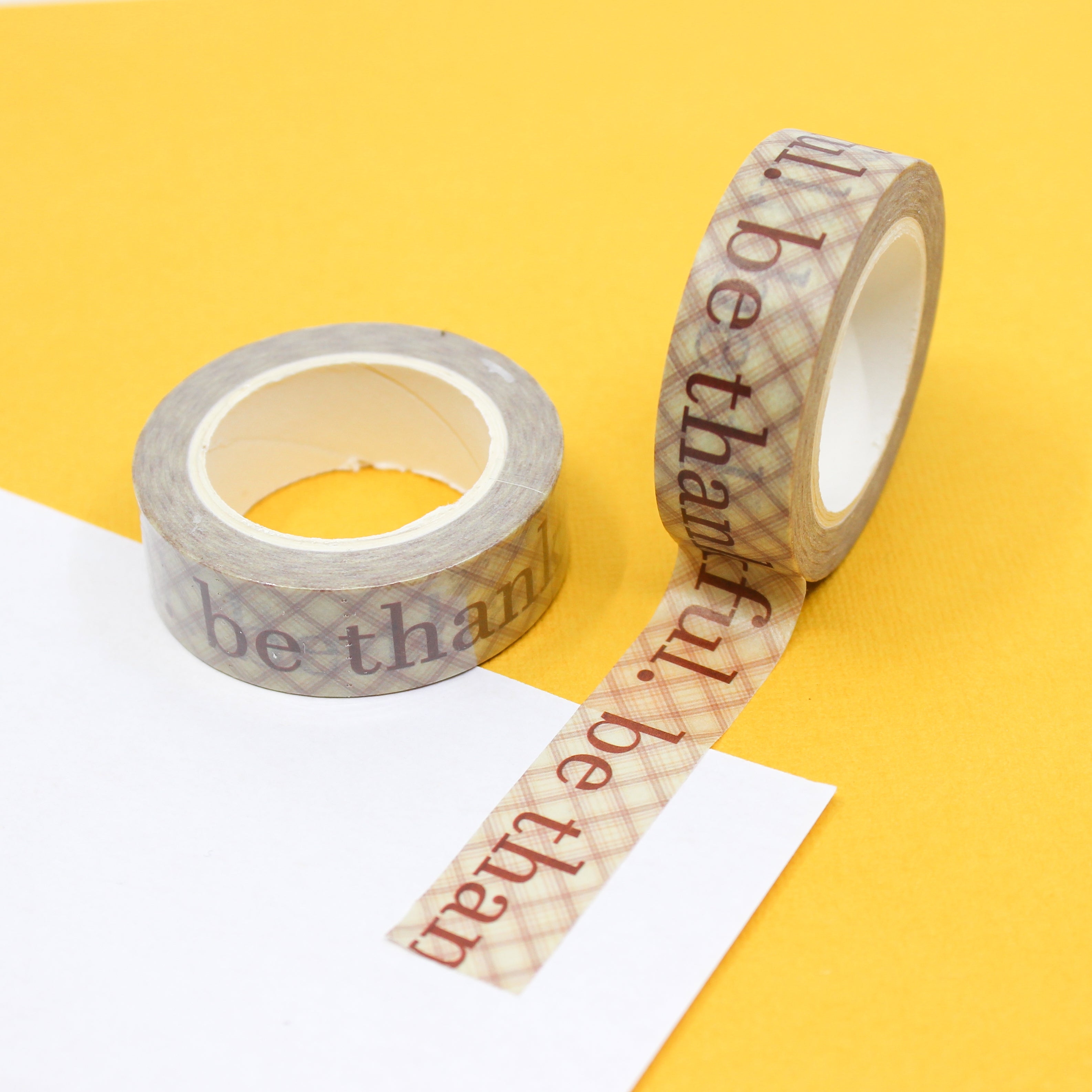 Express gratitude with our Be Thankful Thanksgiving Washi Tape, adorned with charming autumn motifs and the words 'Be Thankful.' Ideal for adding a heartfelt and festive touch to your projects. This tape is sold at BBB Supplies Craft Shop.