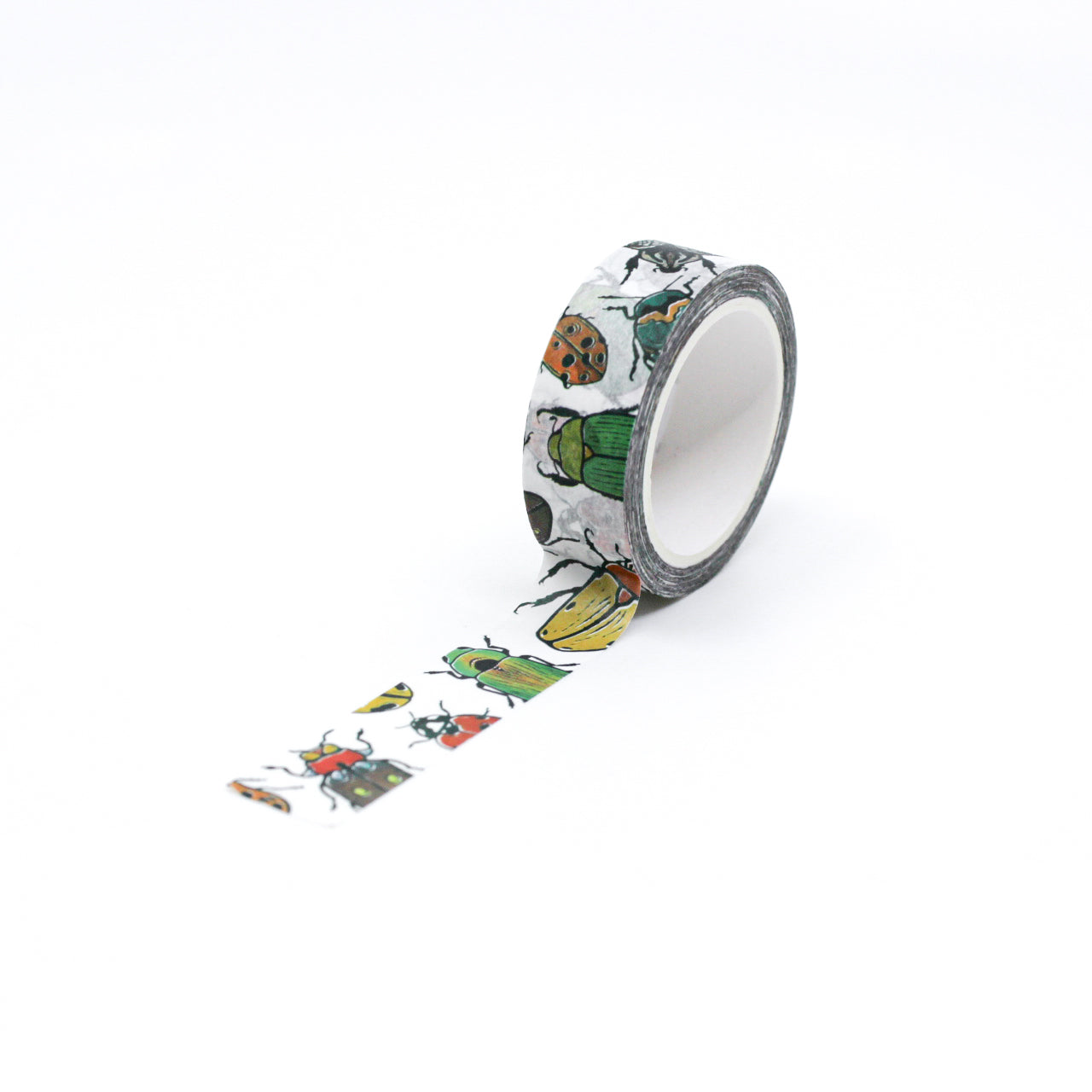 Beautiful Beetles Washi Tape, featuring intricate beetle illustrations, a stunning addition to your crafting supplies. This tape is from Root & Branch Paper Co. and sold at BBB Supplies Craft Shop.