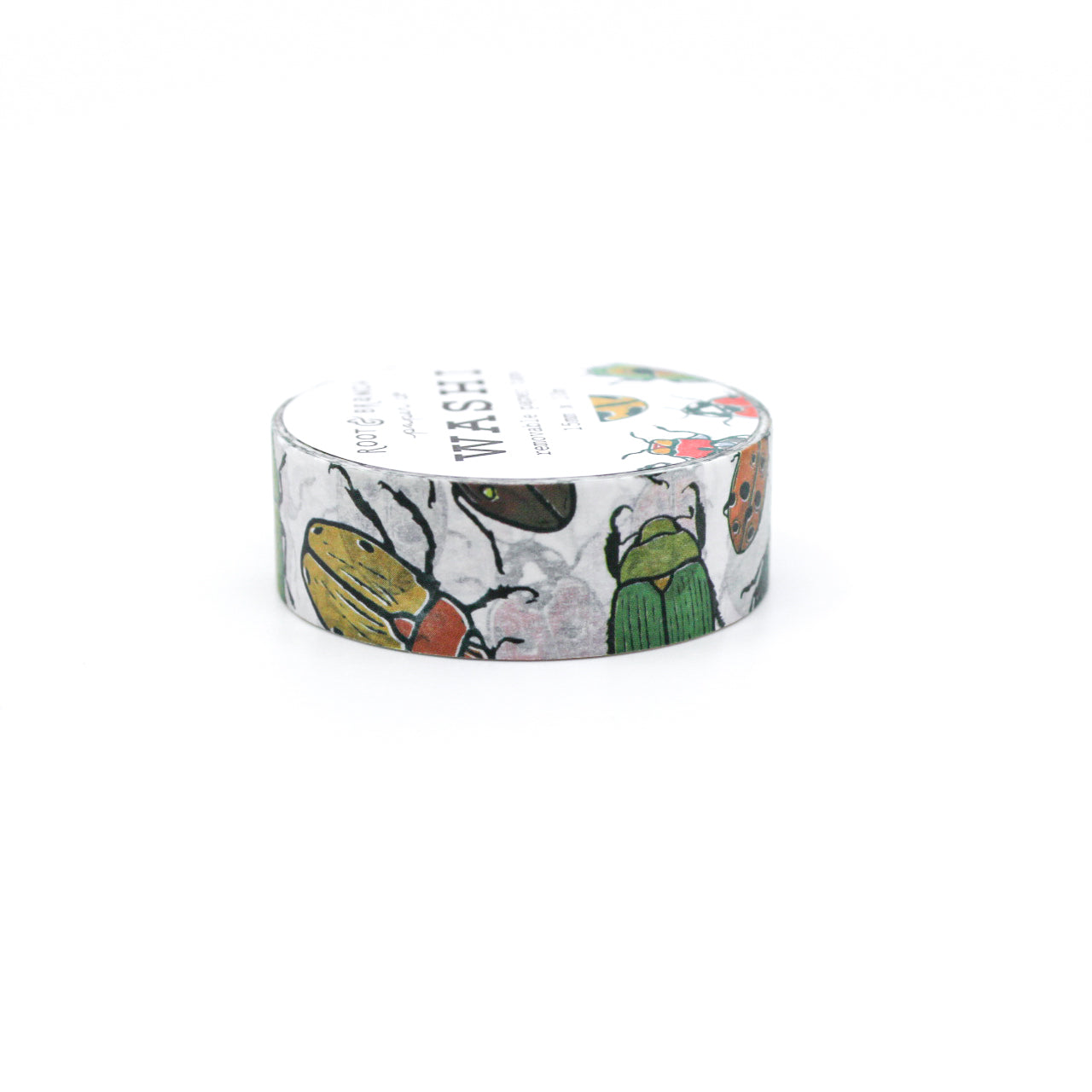 Beautiful Beetles Washi Tape, featuring intricate beetle illustrations, a stunning addition to your crafting supplies. This tape is from Root & Branch Paper Co. and sold at BBB Supplies Craft Shop.