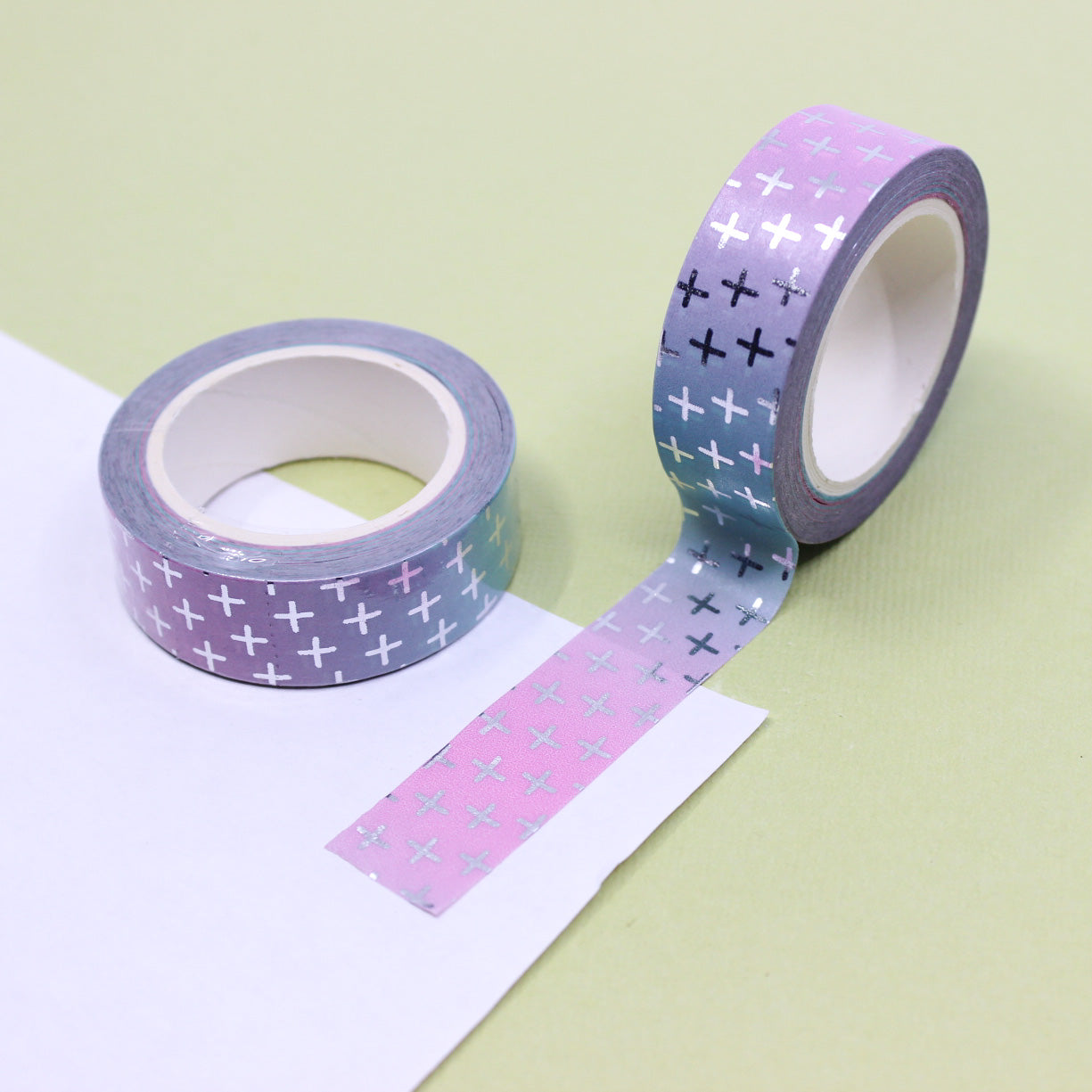 Elevate your faith-inspired projects with our Modern Silver Foil Cross Washi Tape, featuring a stylish cross design in shimmering silver foil. Ideal for adding a touch of elegance to your religious crafts. This tape is sold at BBB Supplies Craft Shop.