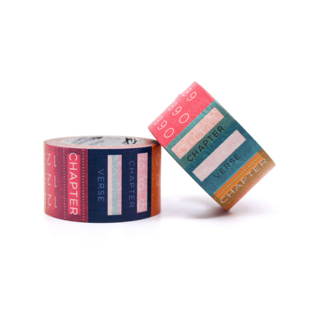 Faith planner washi tape rolls in gradient colors used for devotional study.