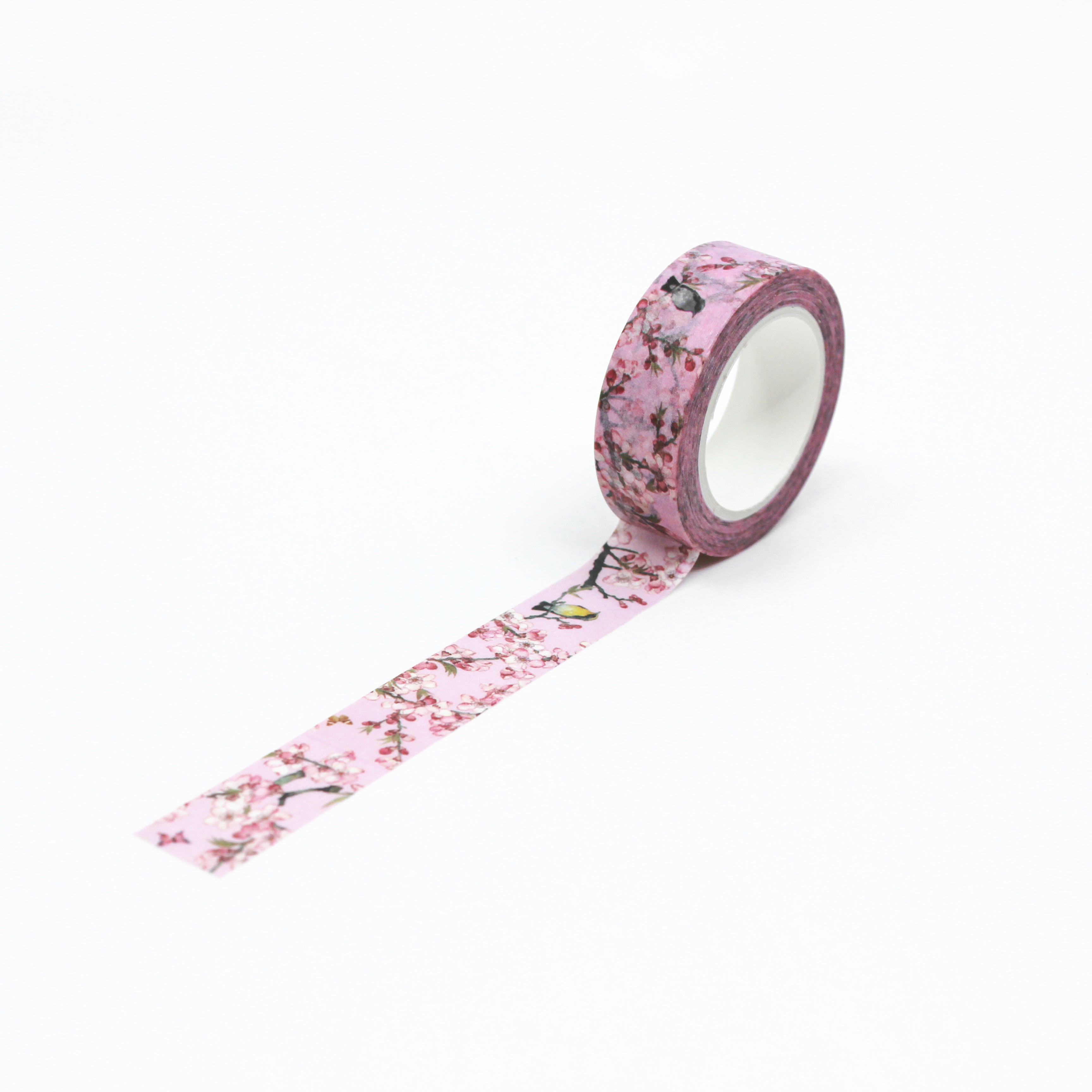 Elevate your crafts with our Birds & Cherry Blossoms Pink Floral Washi Tape, featuring graceful bird and cherry blossom illustrations. Ideal for adding a touch of delicate beauty and serenity to your projects. This tape is sold at BBB Supplies Craft Shop.