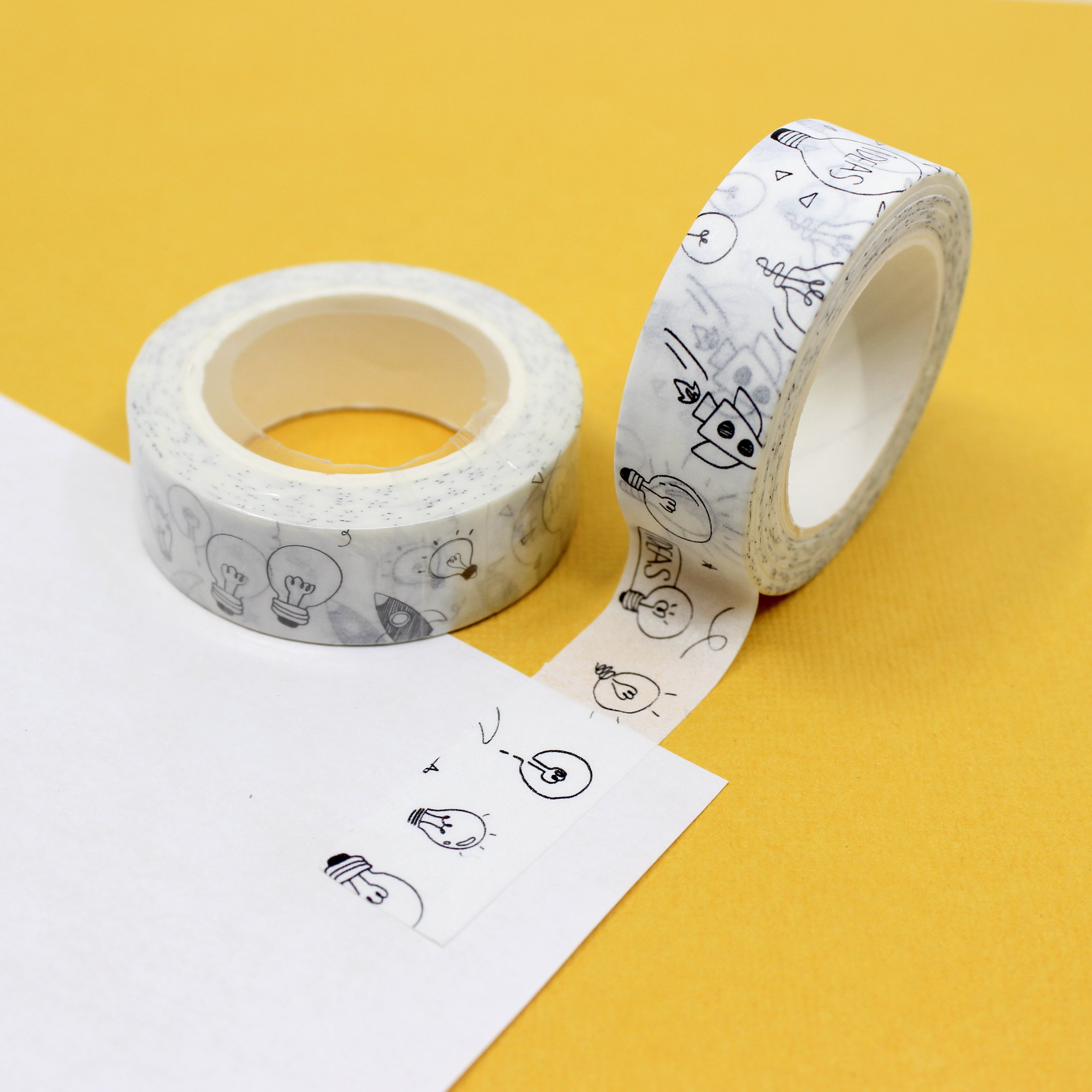 Illuminate your crafts with our charming light bulb washi tape, featuring a whimsical design of glowing light bulbs for a touch of creativity and inspiration. This tape is sold at BBB Supplies Craft Shop.